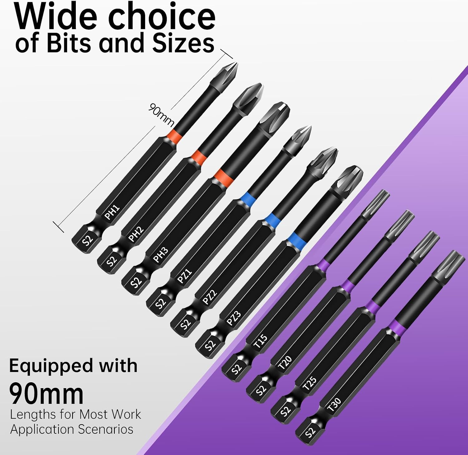 Thumbnail 1 de KASAFE 90mm Magnetic Impact Screwdriver Bits Set 🔩⌛