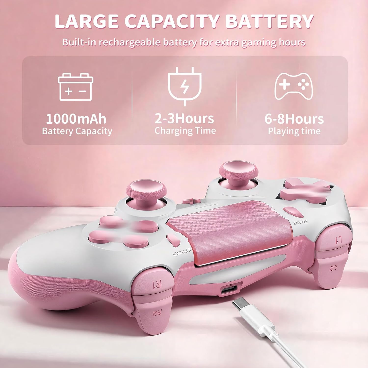 Detalle 1 de Suoxiom Wireless Controller PS-4 mit 1000-mAh-Akku