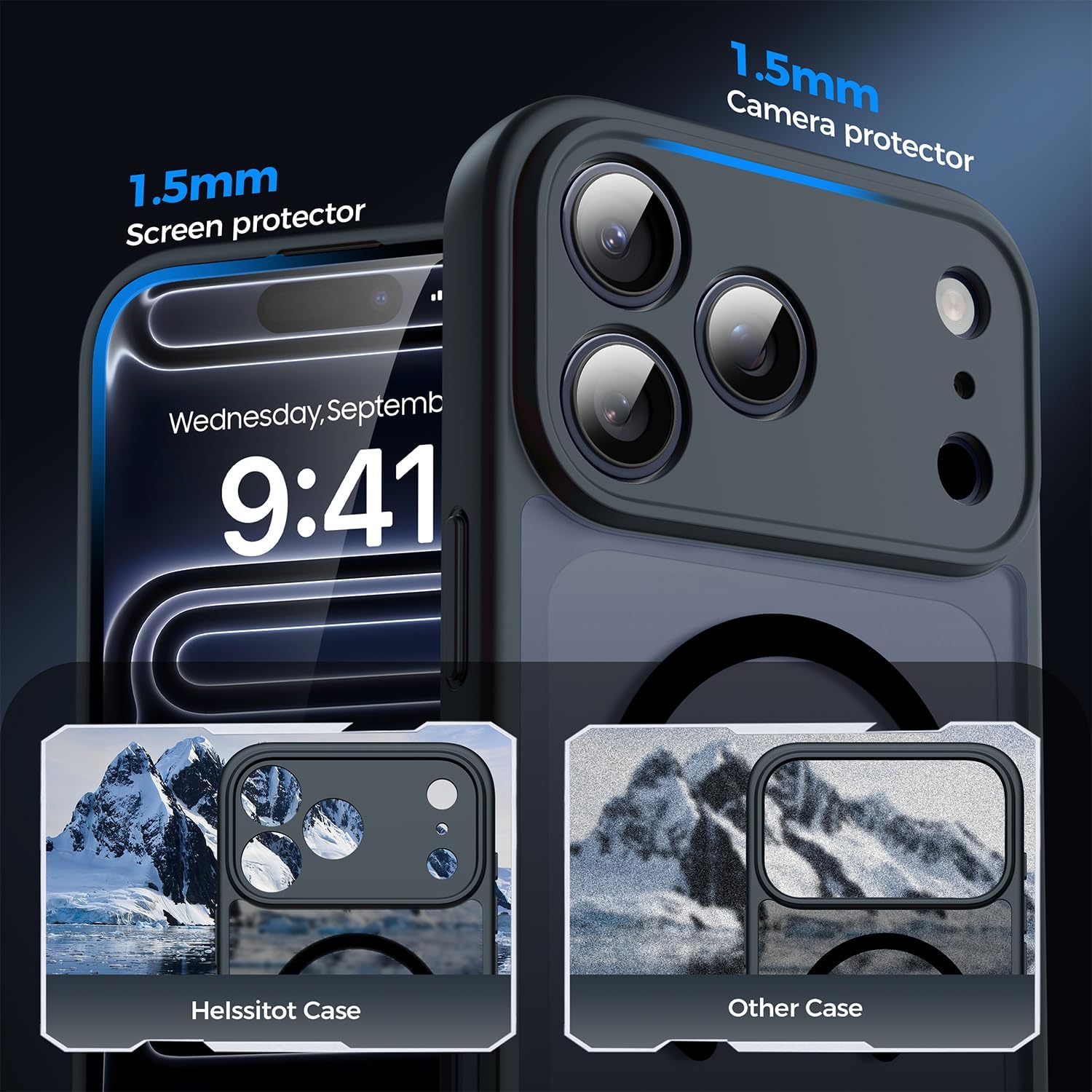 Detalle 1 de HeIssitot Magnetic iPhone 17 Pro Max Case with Privacy Screen X2