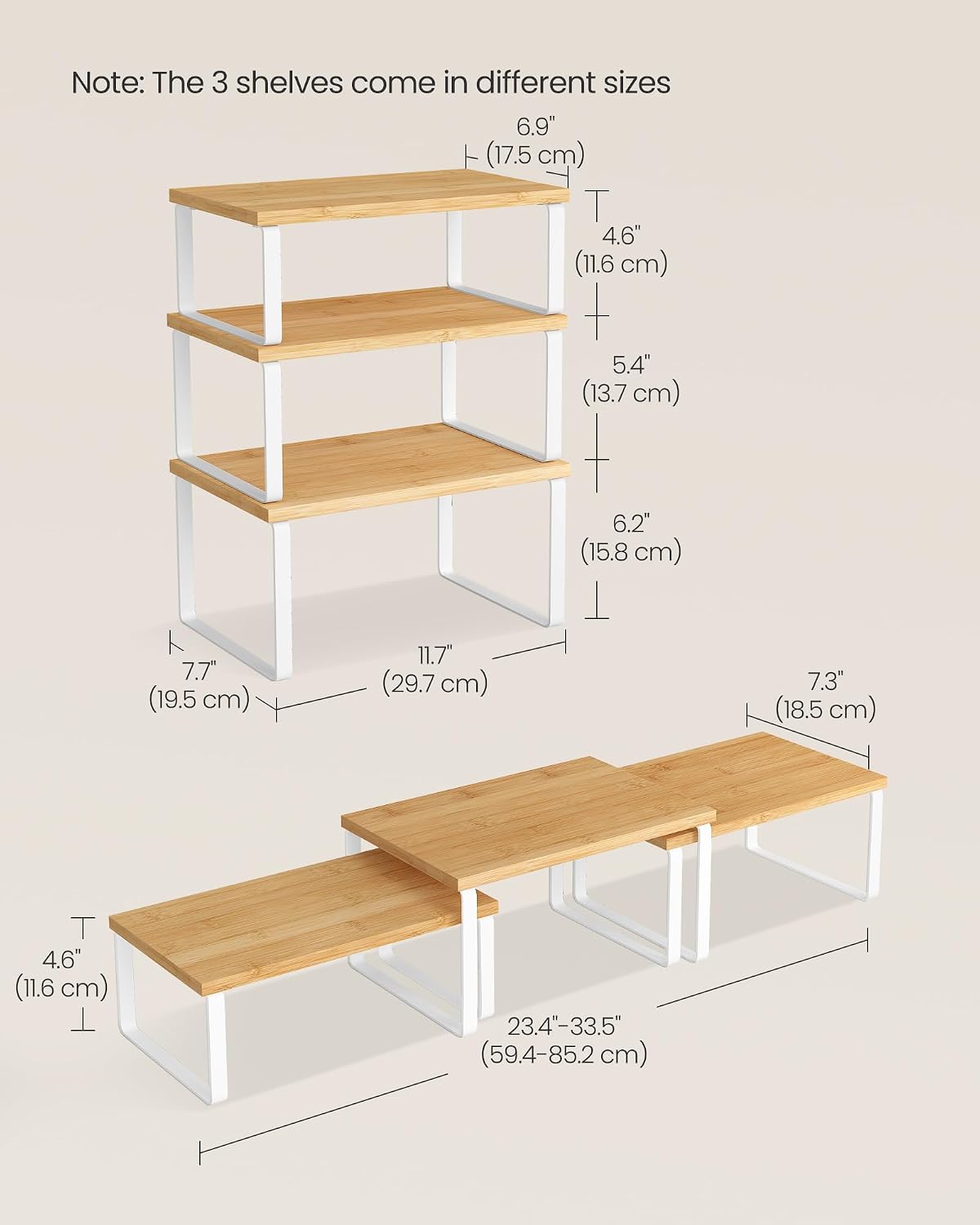 Thumbnail 4 de SONGMICS KCS014YL02 expandable spice rack set, 3-tier 🧂