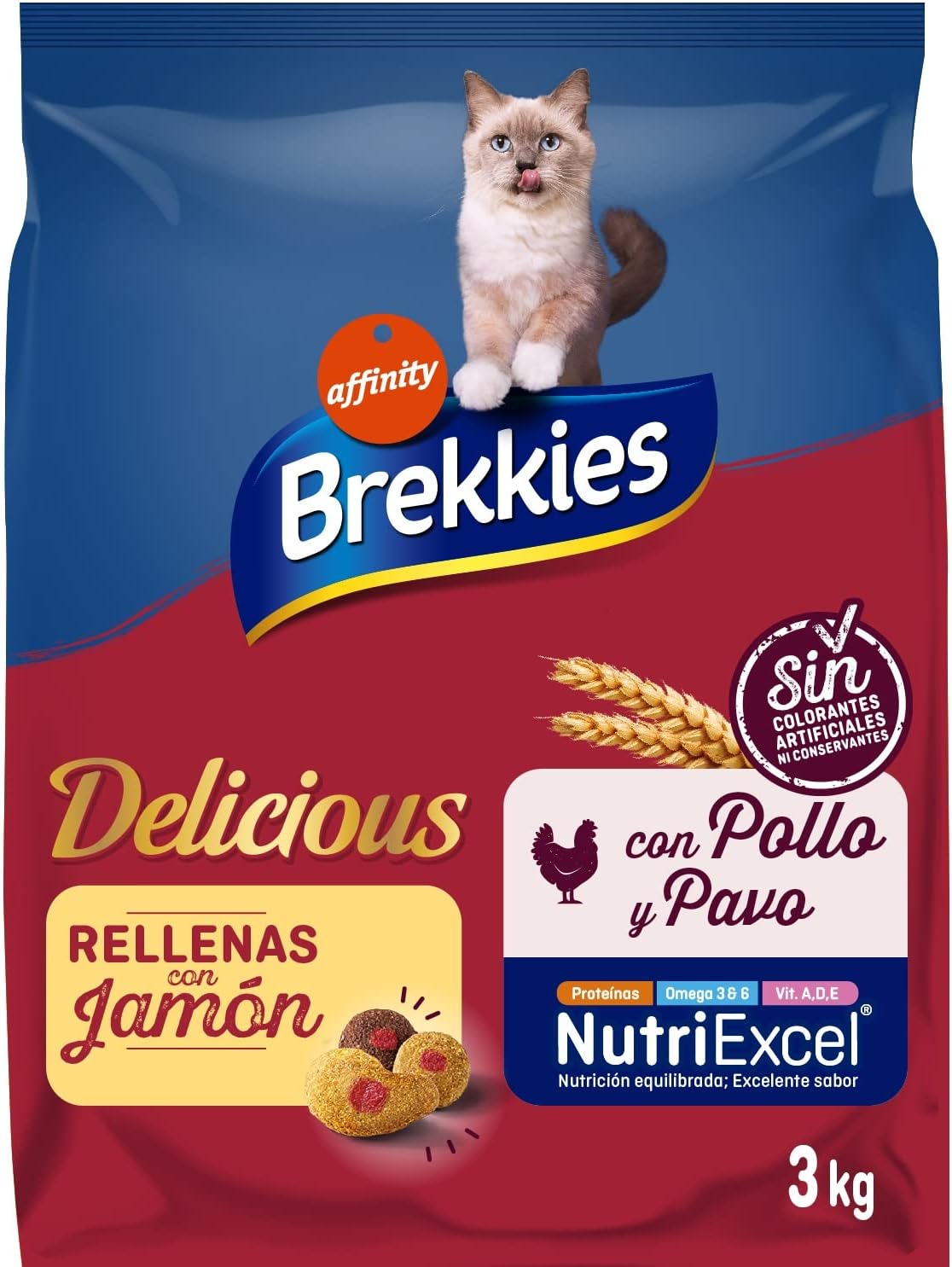 Detalle 2 de Brekkies Pienso Delicious 3000 gr para gatos 🐱