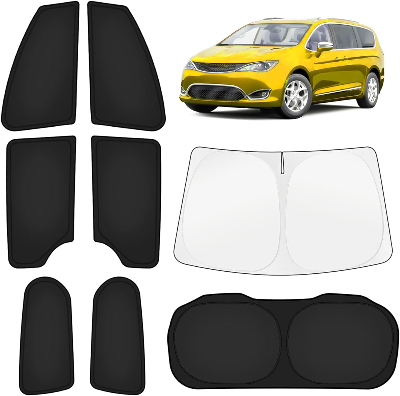Detalle de KUST Car Window Shades for Chrysler Pacifica (2017-2025 / 2026) — 8-Piece Privacy & UV Block Set