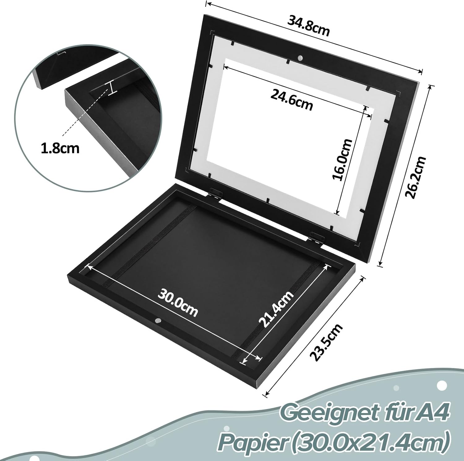 Thumbnail 1 de Vantimo Cadre photo A4 Dessin Enfant avec rangement jusqu’à 150 œuvres – présentation et stockage des dessins