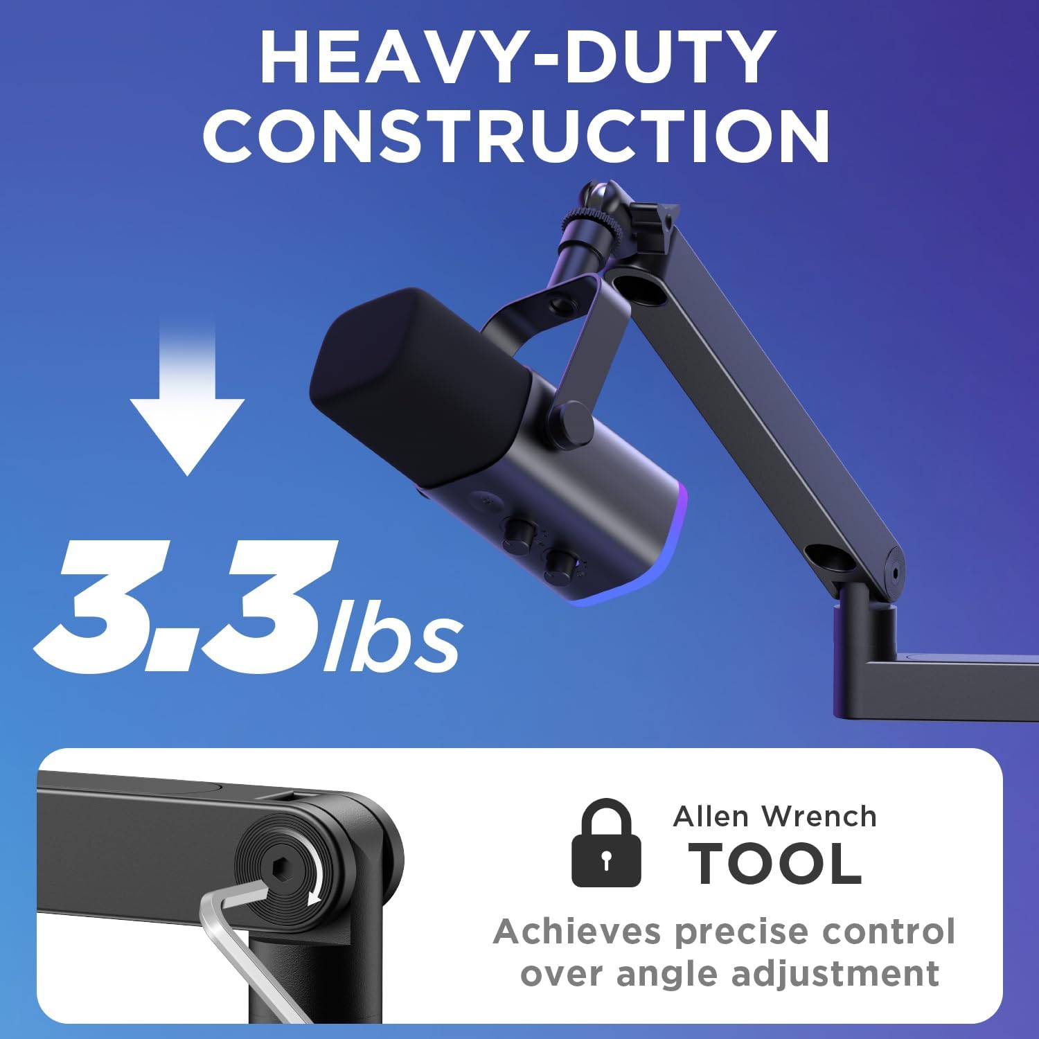 Thumbnail 6 de InnoGear 2026 Upgraded Microphone Boom Arm (Magnetic Cable Management Desk Mount) for Blue Yeti, QuadCast, and more, Black