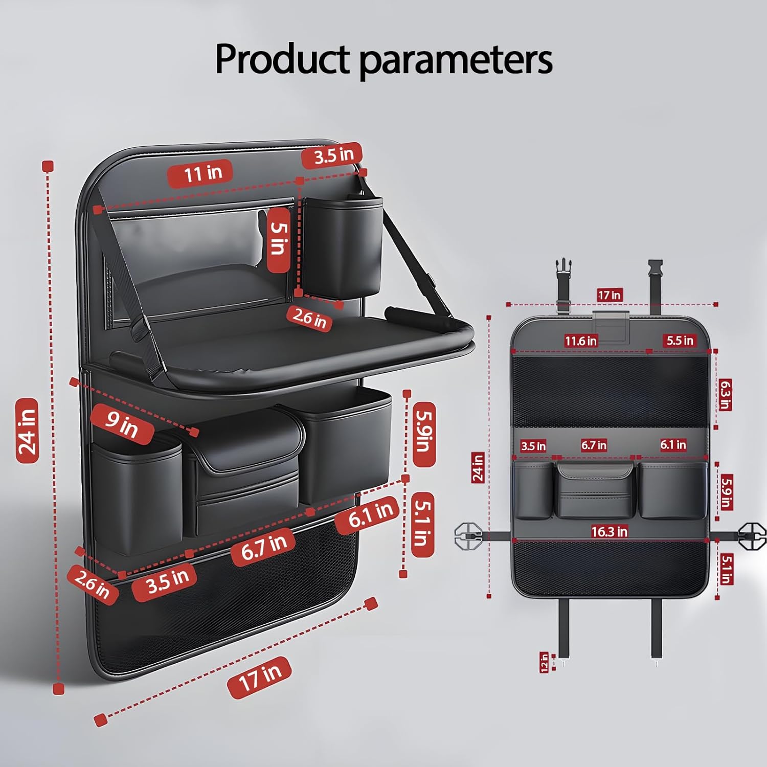 Thumbnail 5 de FASTAGEI 2 Pack Universal Foldable Car Backseat Organizer with Table Tray