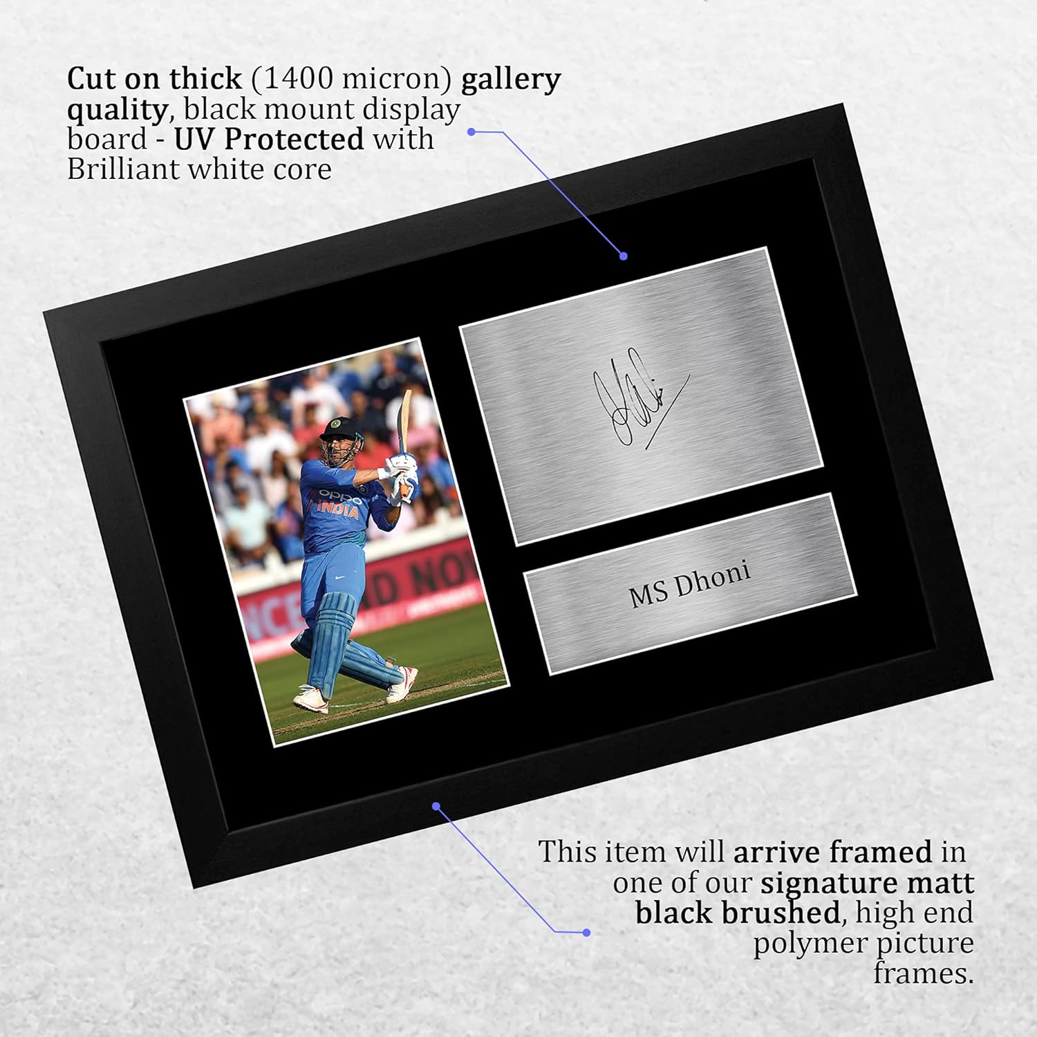 Thumbnail 2 de HWC Trading FR A4 MS Dhoni Framed Signed Photo – Indian Cricket Team Memorabilia