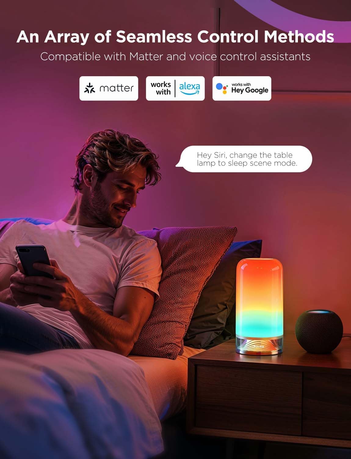 Thumbnail 3 de Govee Bedside Touch Table Lamp: RGBICWW, Matter and Alexa compatible with 70 scene modes