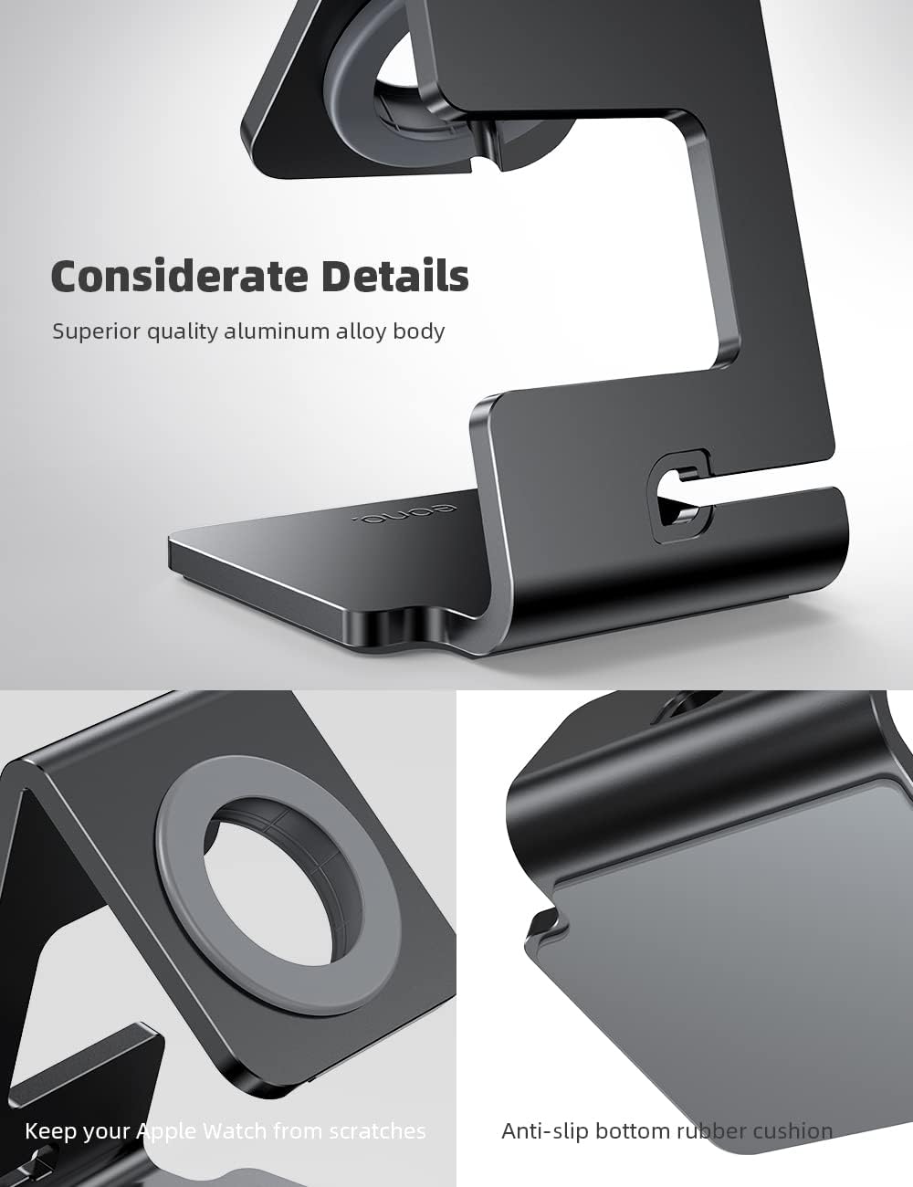 Detalle 2 de Lamicall Apple Watch charging stand, aluminium alloy