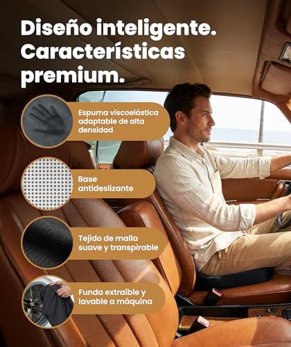 Thumbnail 3 de Everlasting Comfort Cojín de asiento de espuma viscoelástica — ergonómico para coxis, ciática y espalda (Grande, Negro)