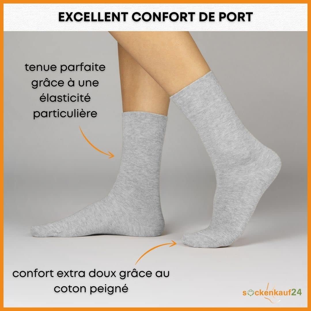 Detalle 2 de 10 Paires Chaussettes Homme Femme Coton Confortable Respirantes