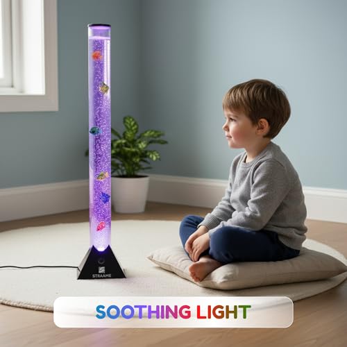 Detalle de Straame 90cm LED Bubble Fish Lamp with Colour Changing LEDs and Black Base