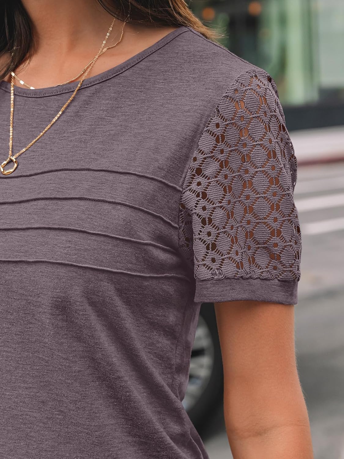 Thumbnail 5 de AUTOMET Women's Dressy Lace Short Sleeve Tops: Lightweight Summer Blouse