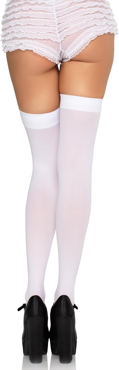Detalle 2 de Leg Avenue Women's Satin Bow Accent Thigh Highs, Opaque Stockings