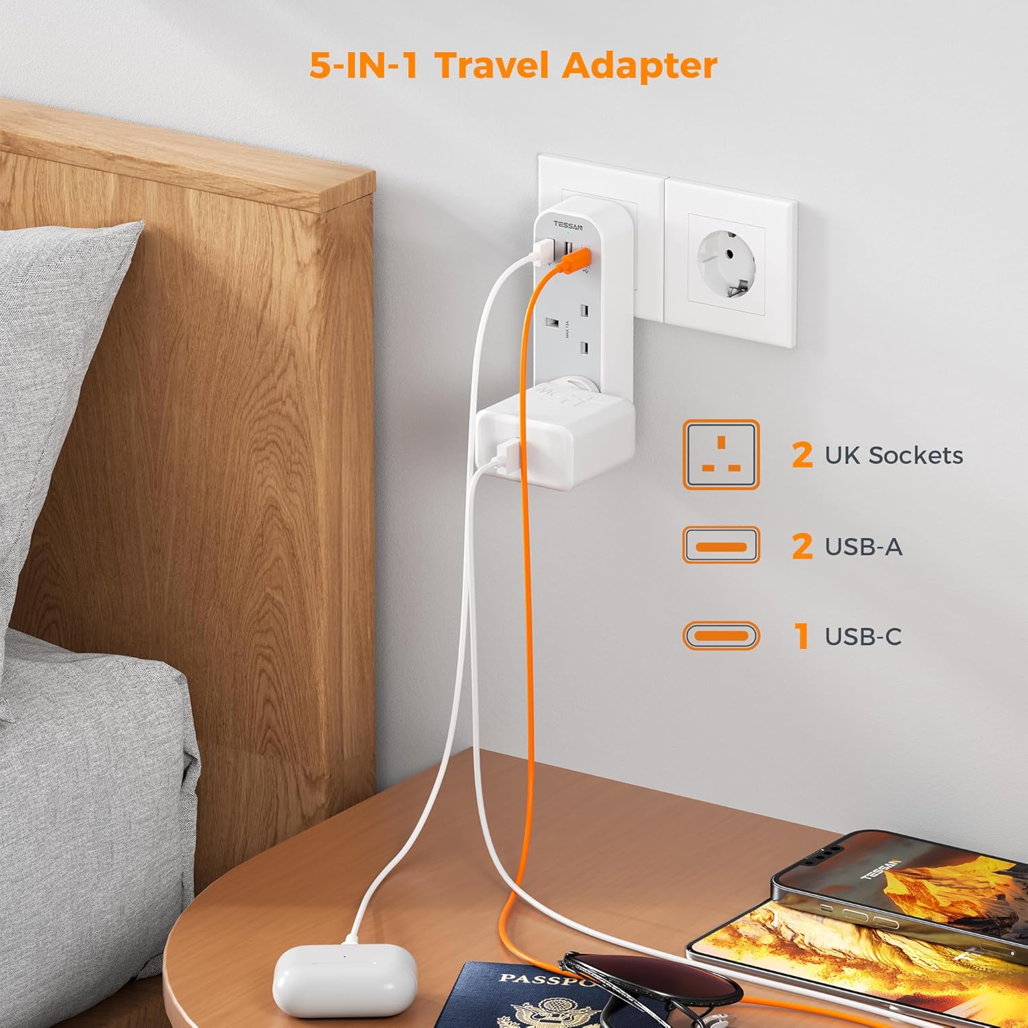 Thumbnail 1 de TESSAN UK to European Travel Plug Adapter