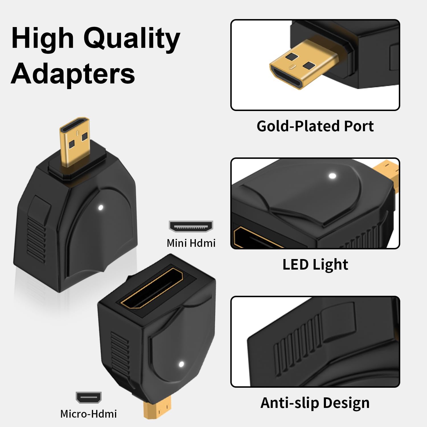 Detalle 2 de Duttek 8K Micro-HDMI (Stecker) auf Mini-HDMI (Buchse) Adapter, 2er-Set (48 Gbit/s, 2.1)
