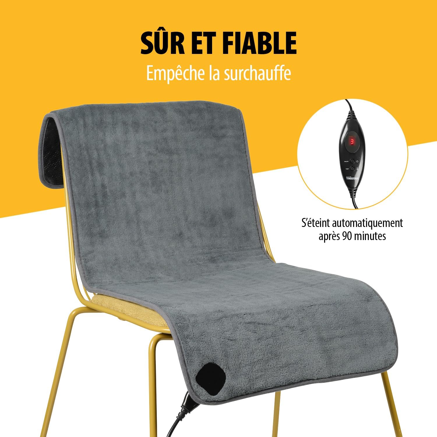 Thumbnail 6 de Tristar BW-4772 Couverture Chauffante pour Chaise – 6 niveaux, arrêt automatique et télécommande amovible