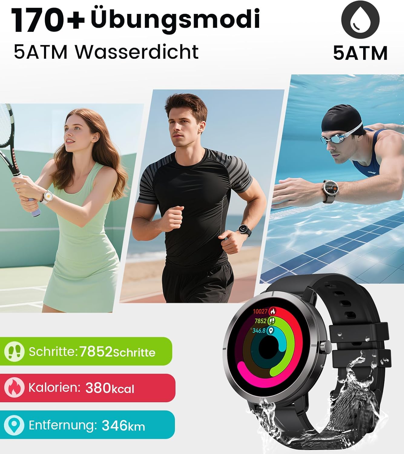 Detalle de Smartwatch DREMAC GPS di seconda generazione: eleganza in alluminio con GPS, 170+ modalità sportive e batteria fino a 10 giorni