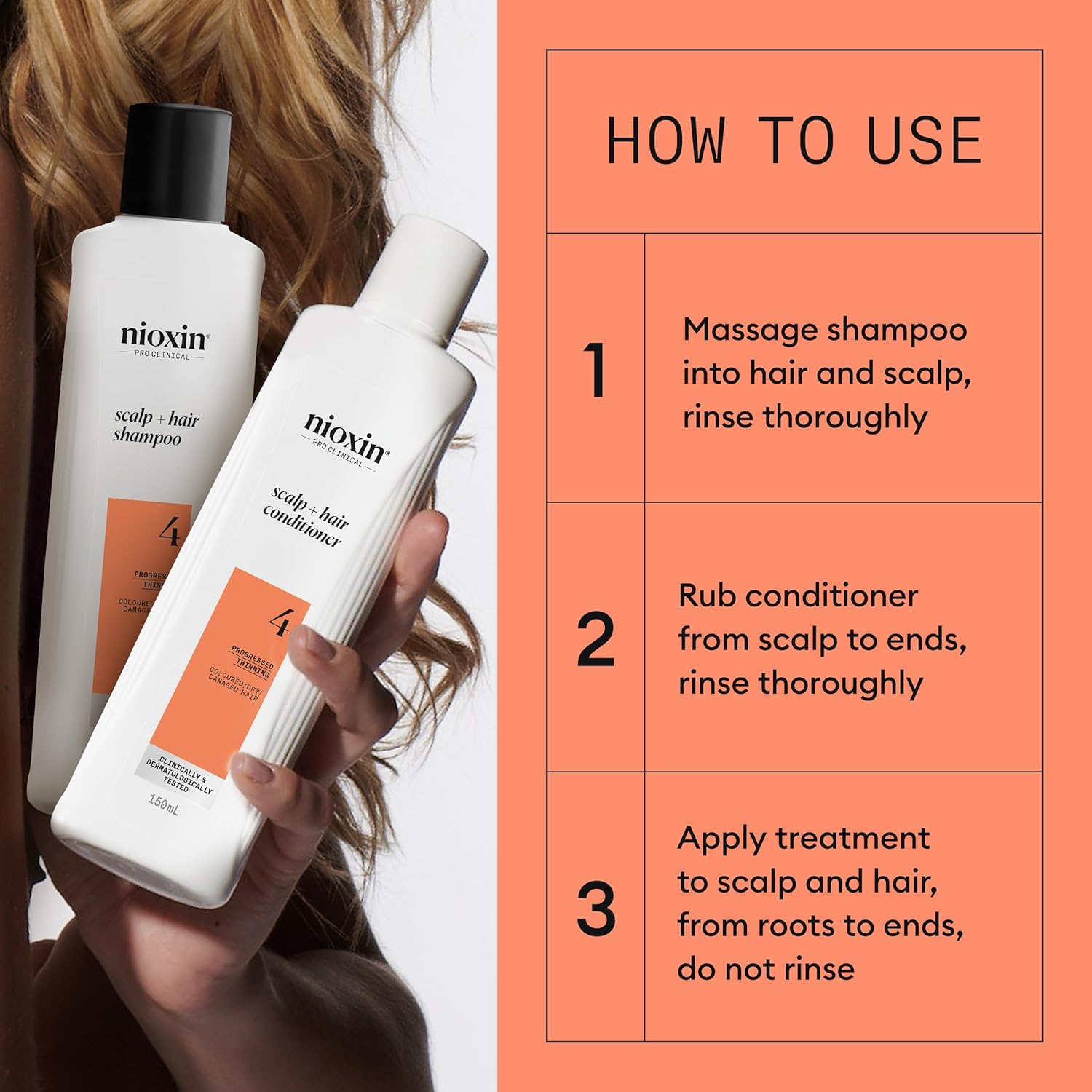Thumbnail 4 de Nioxin System 4 Hair Thickening System (Shampoo, Conditioner & Scalp Treatment Serum) for Damaged Hair with Progressed Thinning