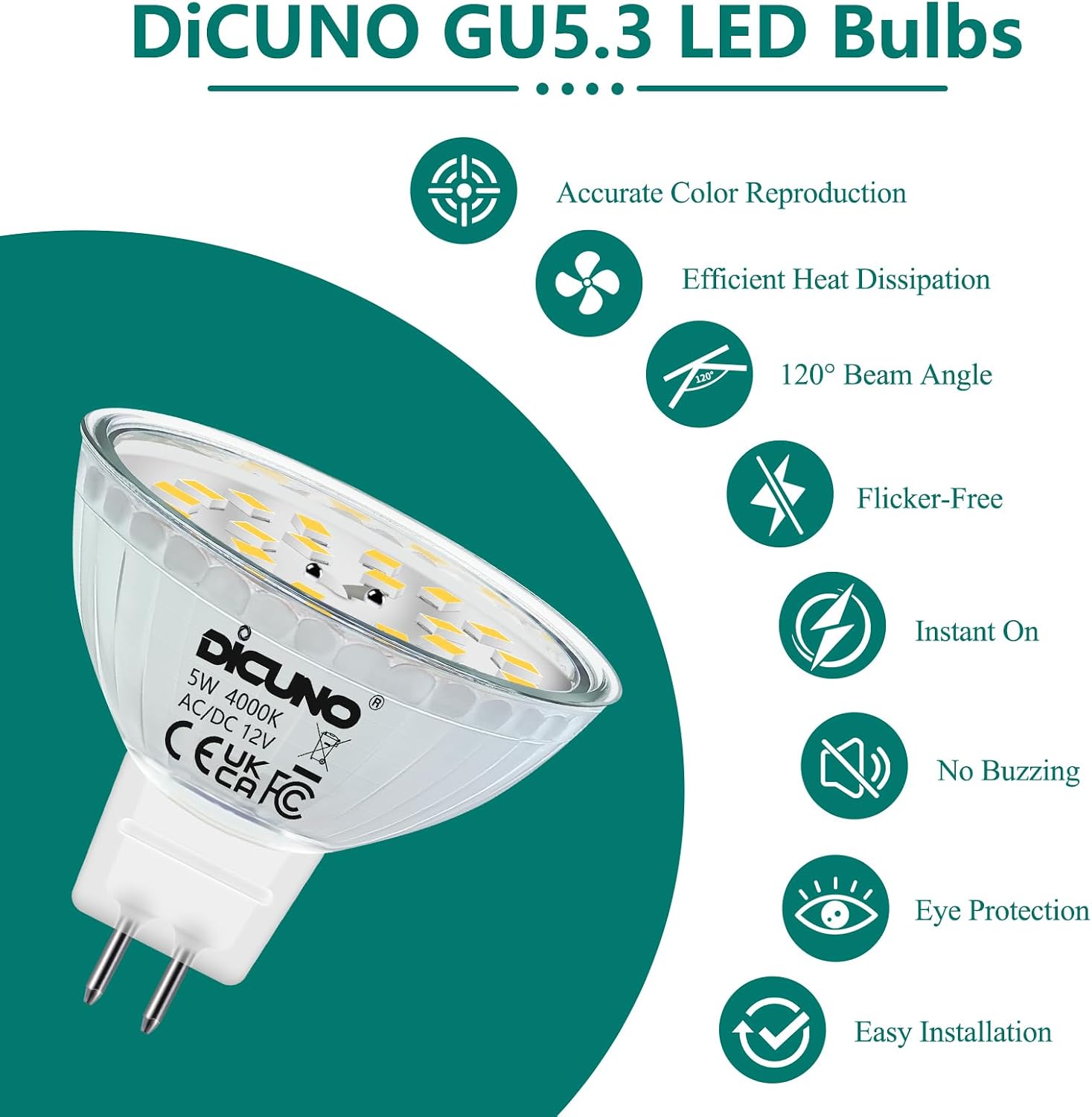 Thumbnail 4 de DiCUNO GU5.3 LED Lampen 5W MR16 Reflektor