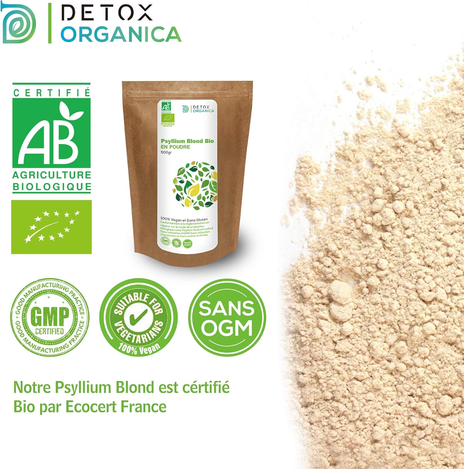 Thumbnail 1 de Detox Organica-Psyllium Blond Bio Poudre 500g