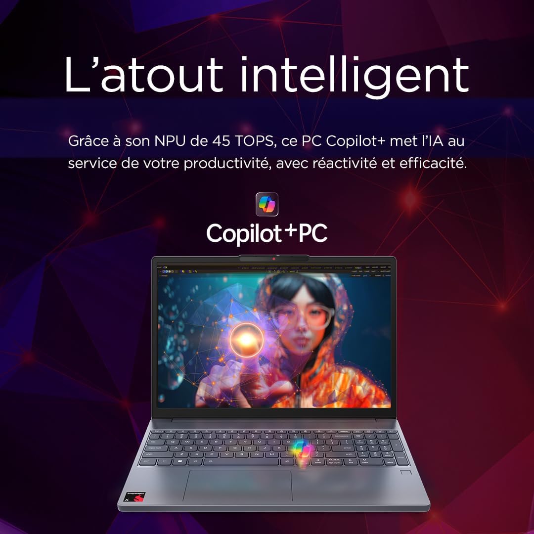 Thumbnail 3 de Lenovo IdeaPad Slim 3 15Q8X10 : portable 15,3'' WUXGA, 16 Go RAM, 512 Go SSD, Snapdragon et Windows 11 Home