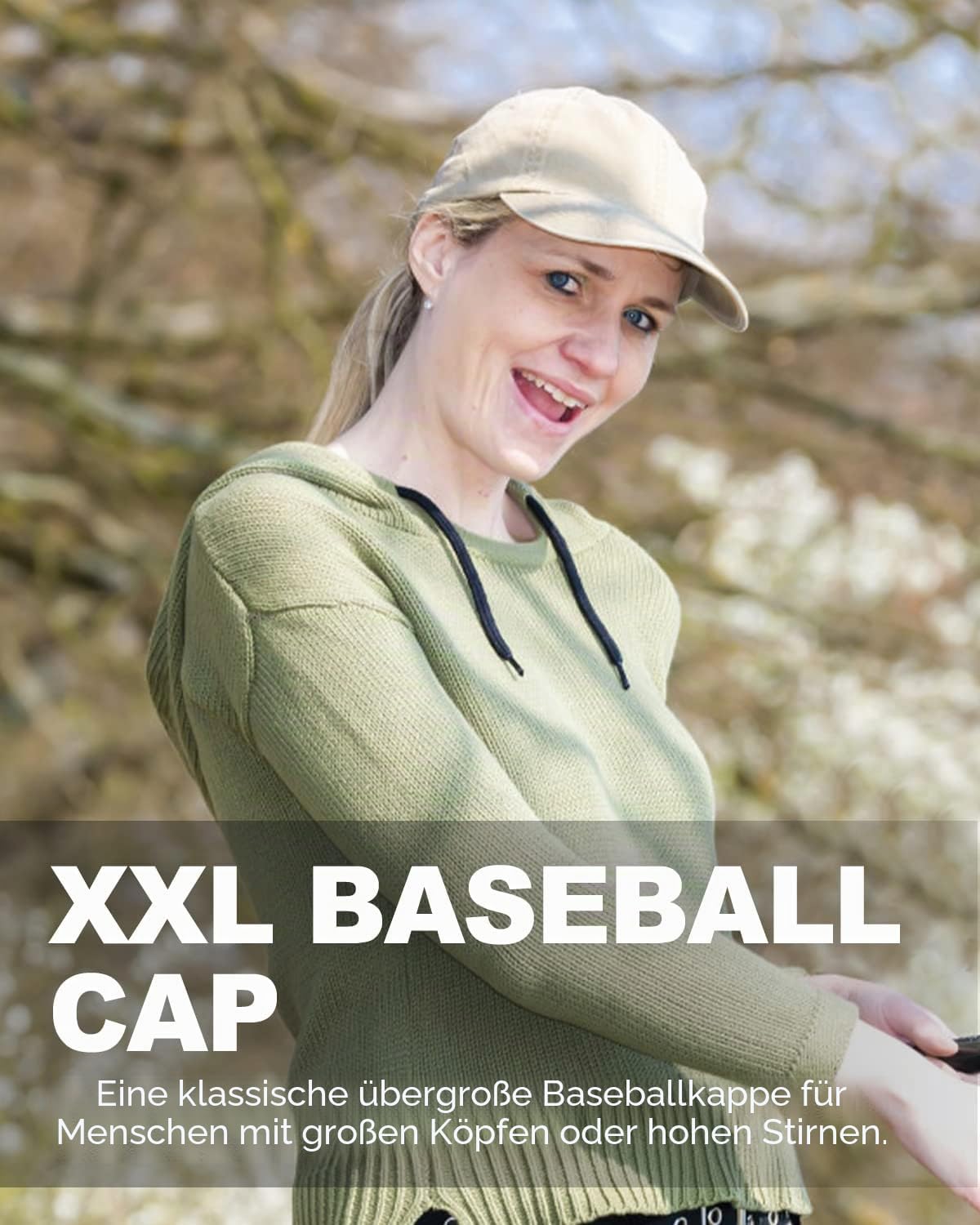 Detalle de Zylioo XL/XXL Basecap – Verstellbare Baumwollkappe für große Köpfe