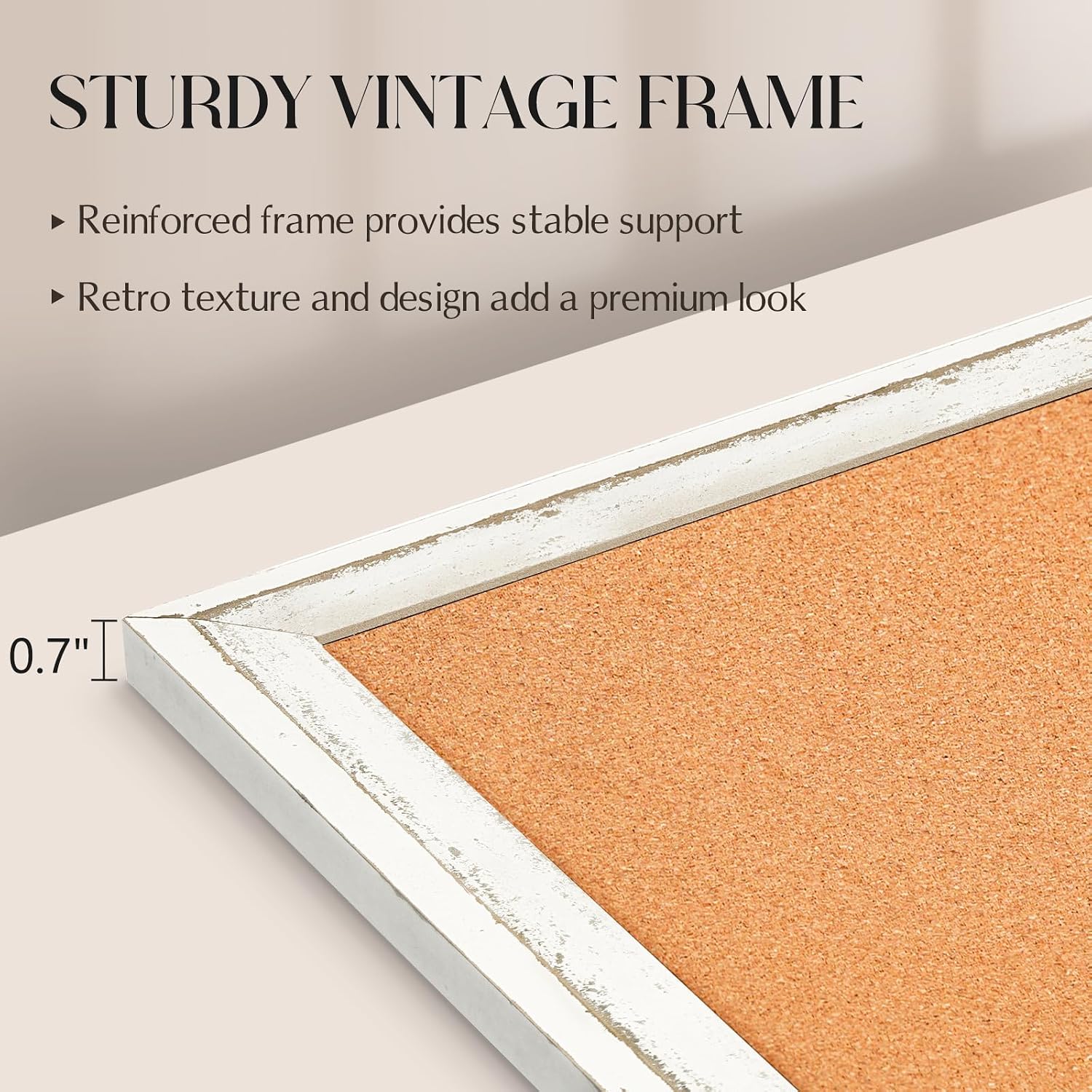 Detalle de QUEENLINK 123456 Cork Bulletin Board, 36" x 24" White Wood Frame