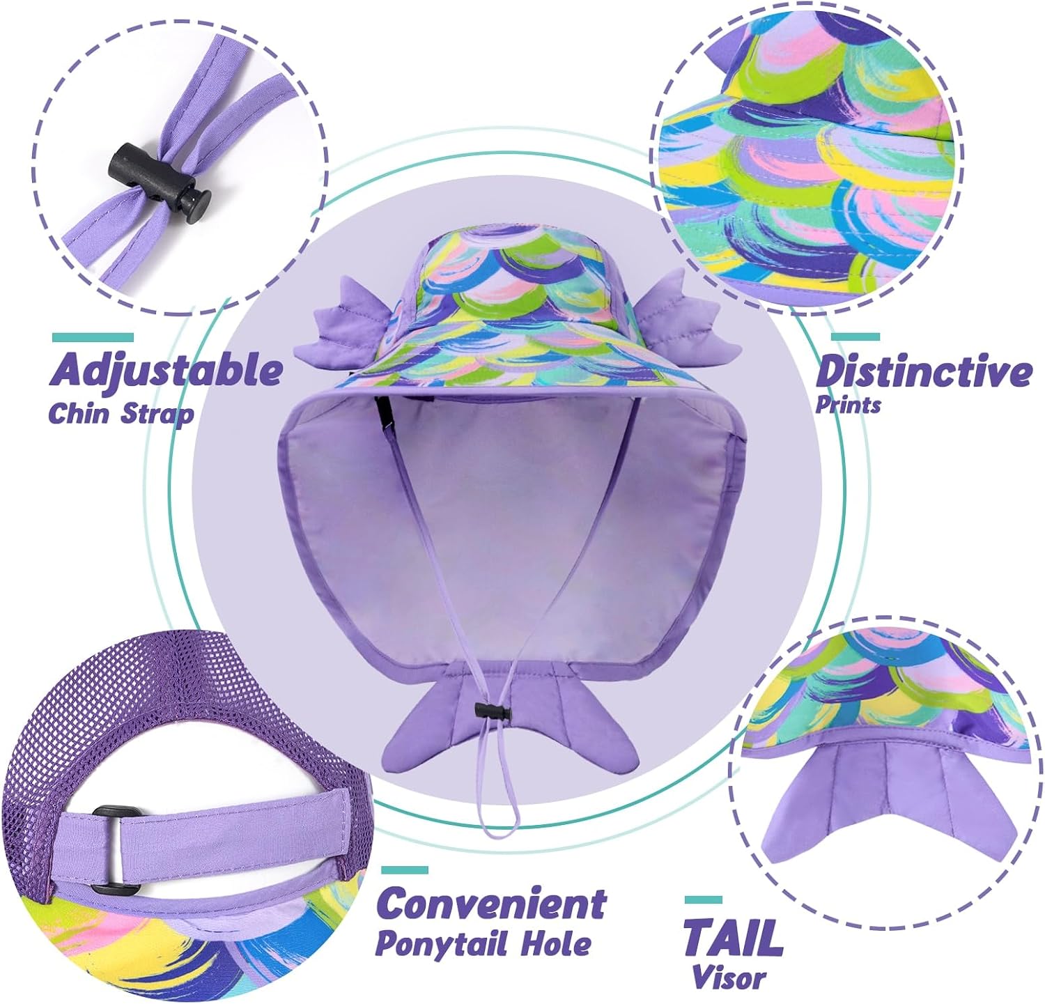 Detalle 2 de WAWSAM Kids Sun Hat: Unicorn Bucket Hat with UV Protection for Girls (4–12 years)