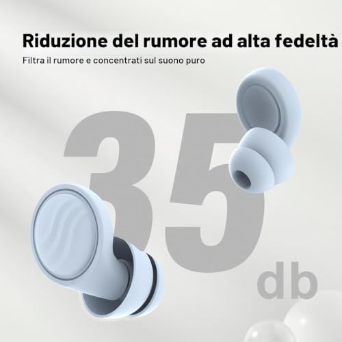 Thumbnail 1 de IDE11 Tappi per orecchie 35 dB – 7 paia in silicone riutilizzabili (XS/S/M/L) per dormire, viaggiare e relax