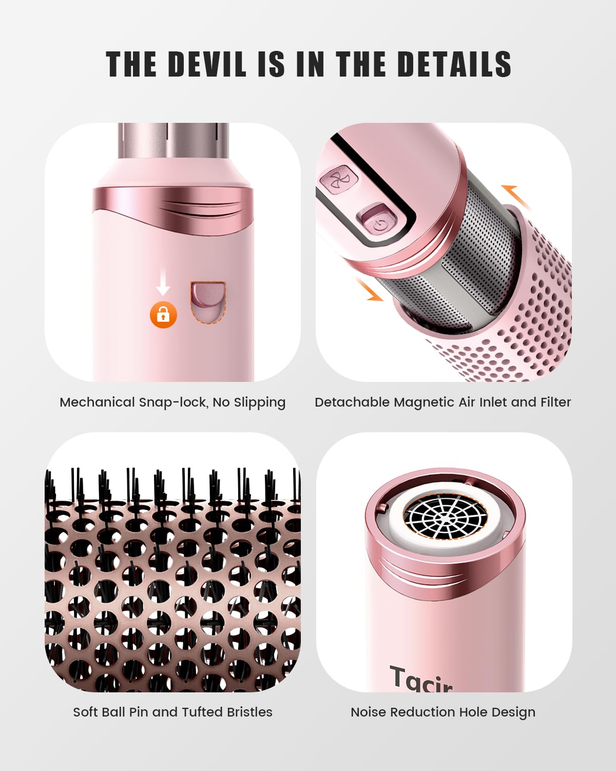 Thumbnail 6 de Tqcir 8-in-1 Professional Hot Air Styler & Hair Dryer Brush (Pink) with Auto-Wrap Curler + Storage Case