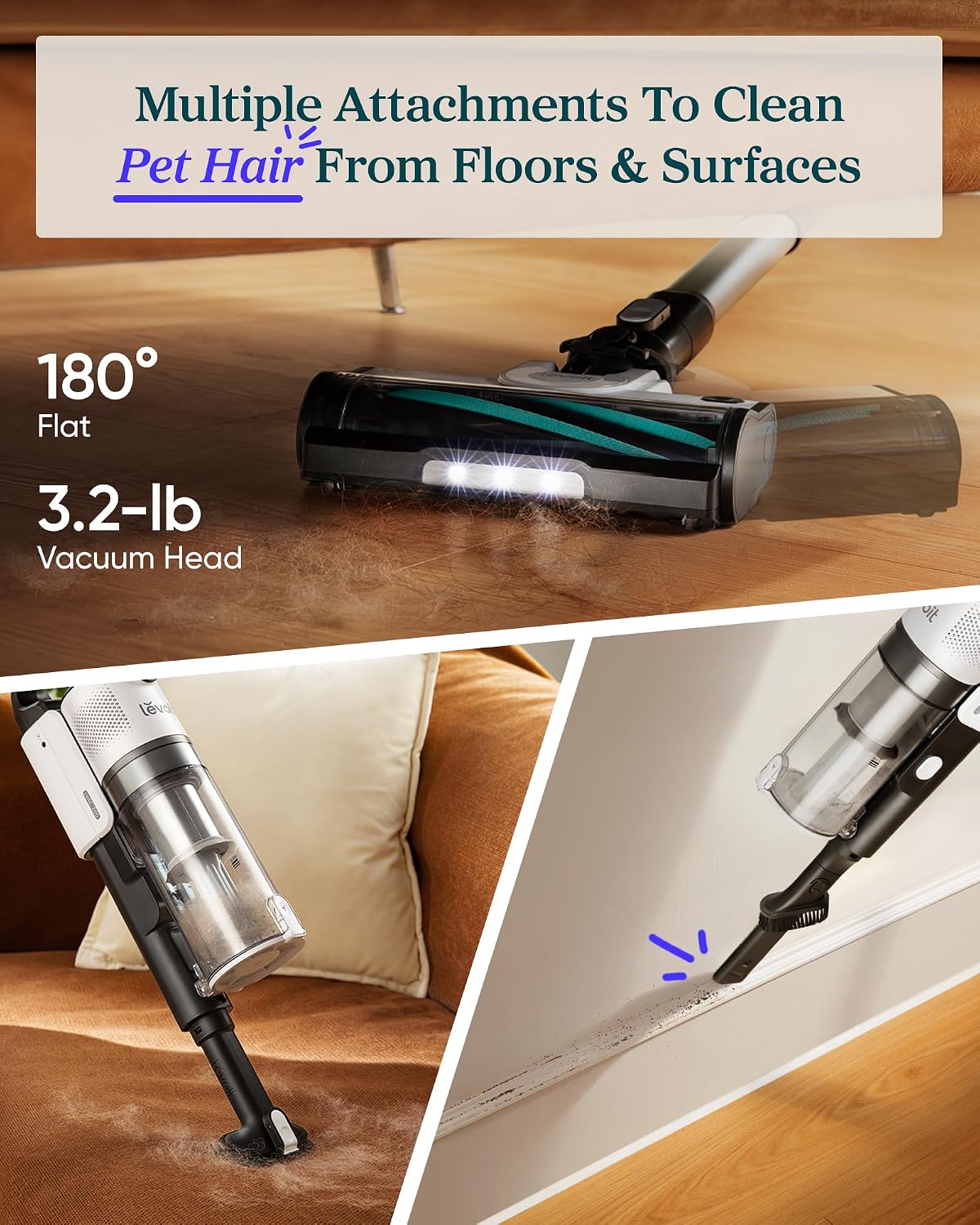 Detalle 2 de Levoit Cordless Stick Vacuum, 50 Min ⚡