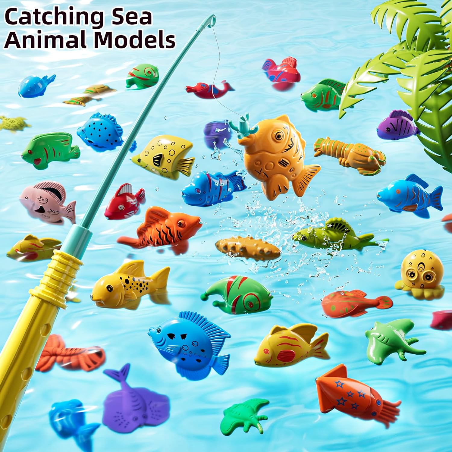 Detalle de JUKUDAHU Magnet Fishing Game for Kids (Ages 3–8): Fun Pool, Bath, and Outdoor Toy Set