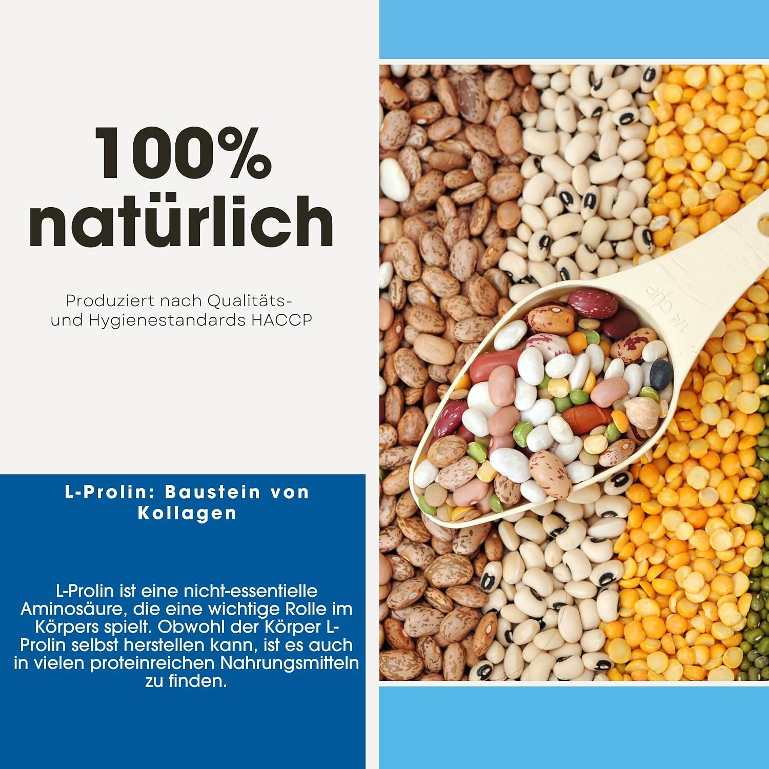Detalle de Fair & Pure L-Prolin 500 mg – 120 Tabletten, vegan, hochdosiert, hergestellt in Deutschland