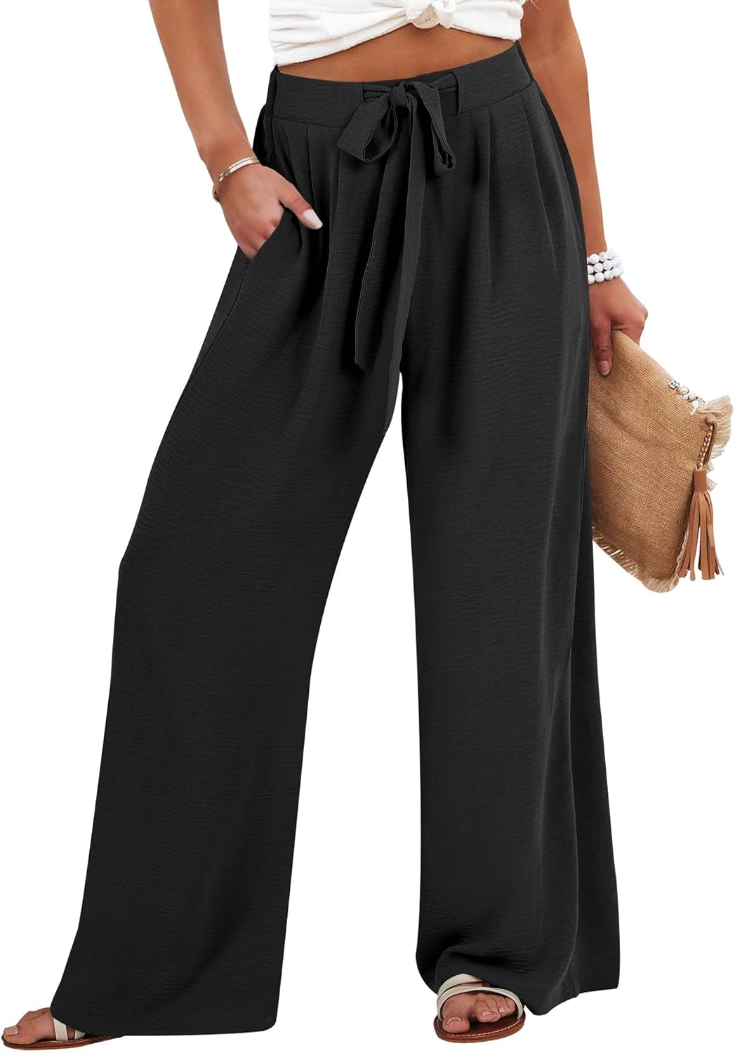 Detalle de Caracilia Wide Leg Palazzo Pants High Waist