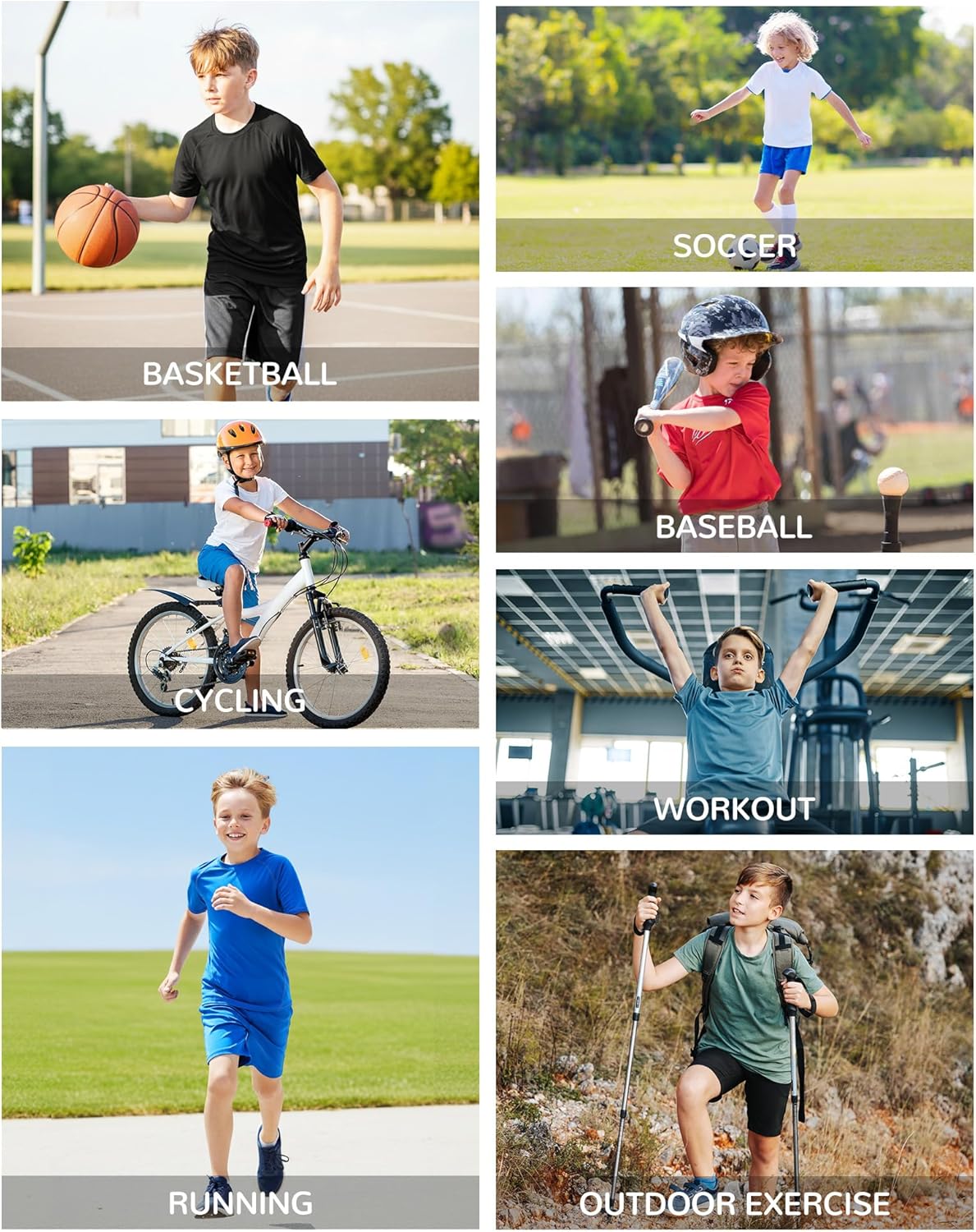 Detalle de Runhit Boys Compression Shirt Short Sleeve with UPF 50+ — Breathable Base Layer for Kids