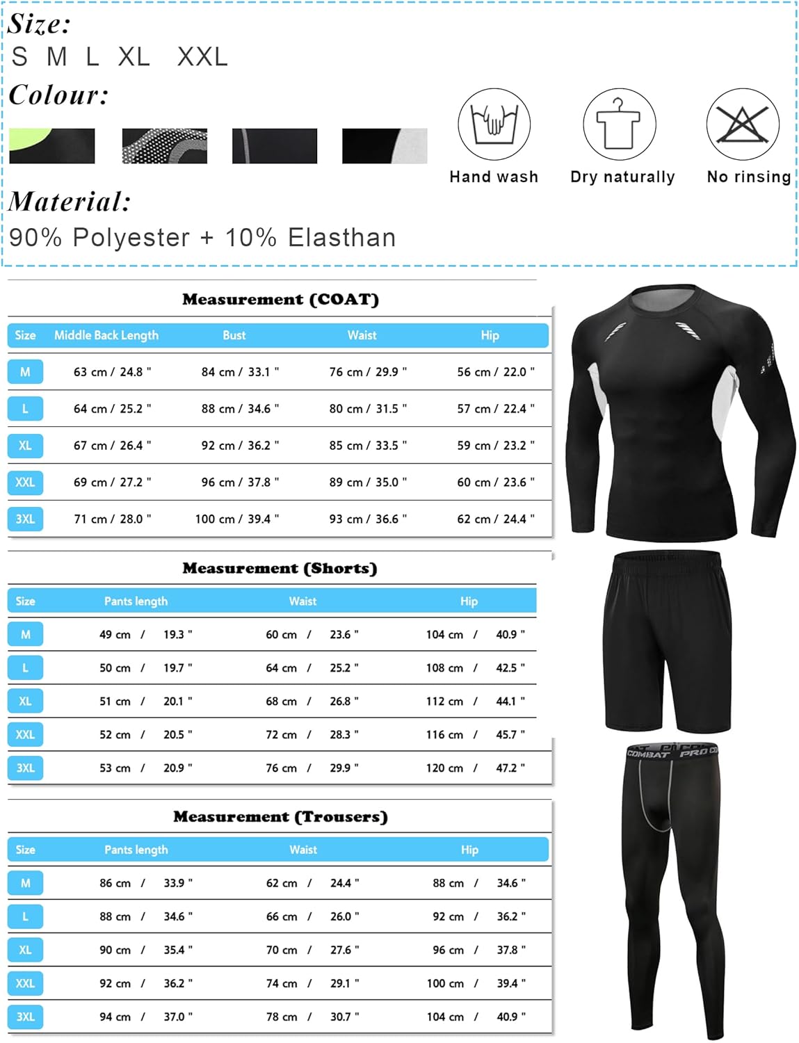 Thumbnail 4 de Ensemble Compression Homme 3 pièces T-shirt manches longues + Legging + Shorts de sport pour running