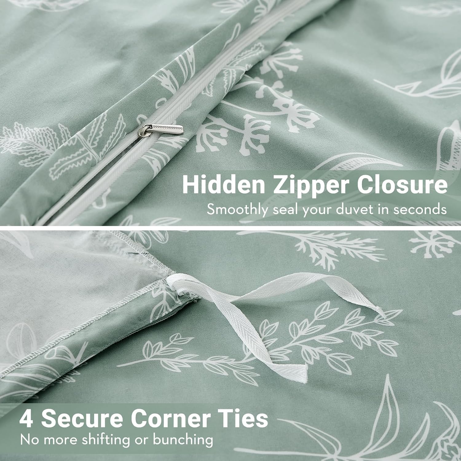 Detalle de MUXHOMO Queen Reversible Floral Duvet Cover Set with Zipper Closure (90"x90")