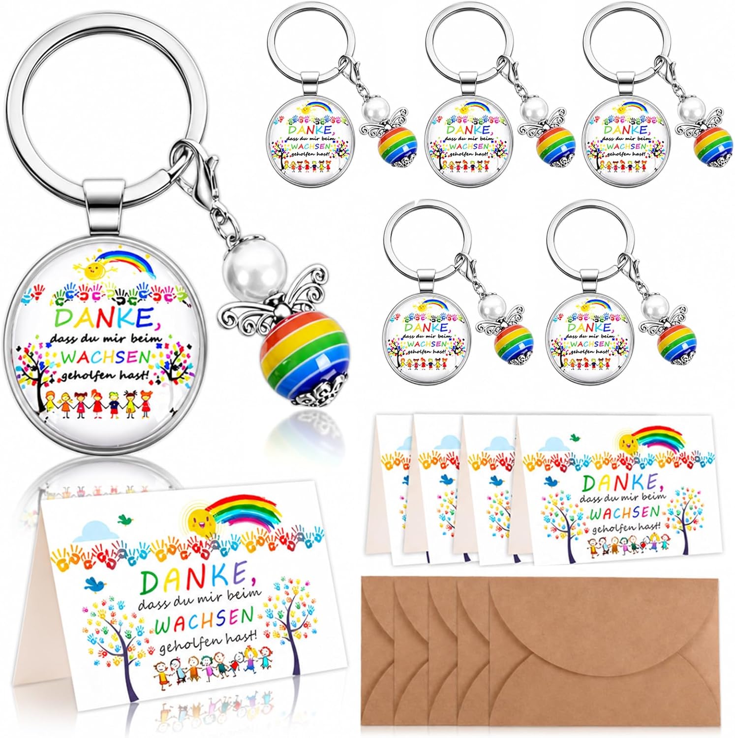 Detalle de 6er-Set Abschiedsgeschenk für Kindergarten & Kita – Dankeskarten, Schlüsselanhänger und Umschläge