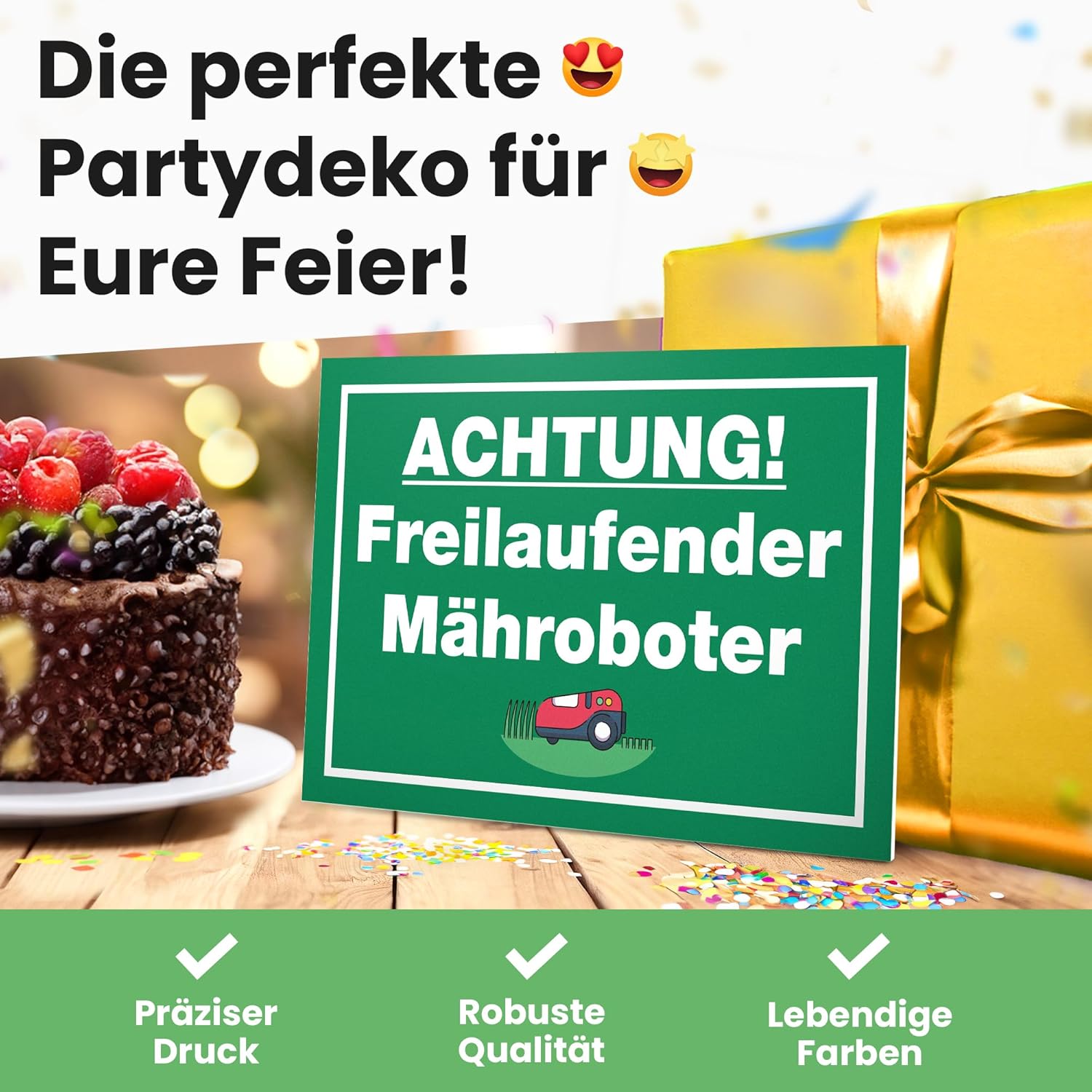 Thumbnail 3 de Freilaufender Mähroboter-Gartenschild von DankeDir! (30 × 20 cm) – wetterfestes Warnschild für Rasenmähroboter