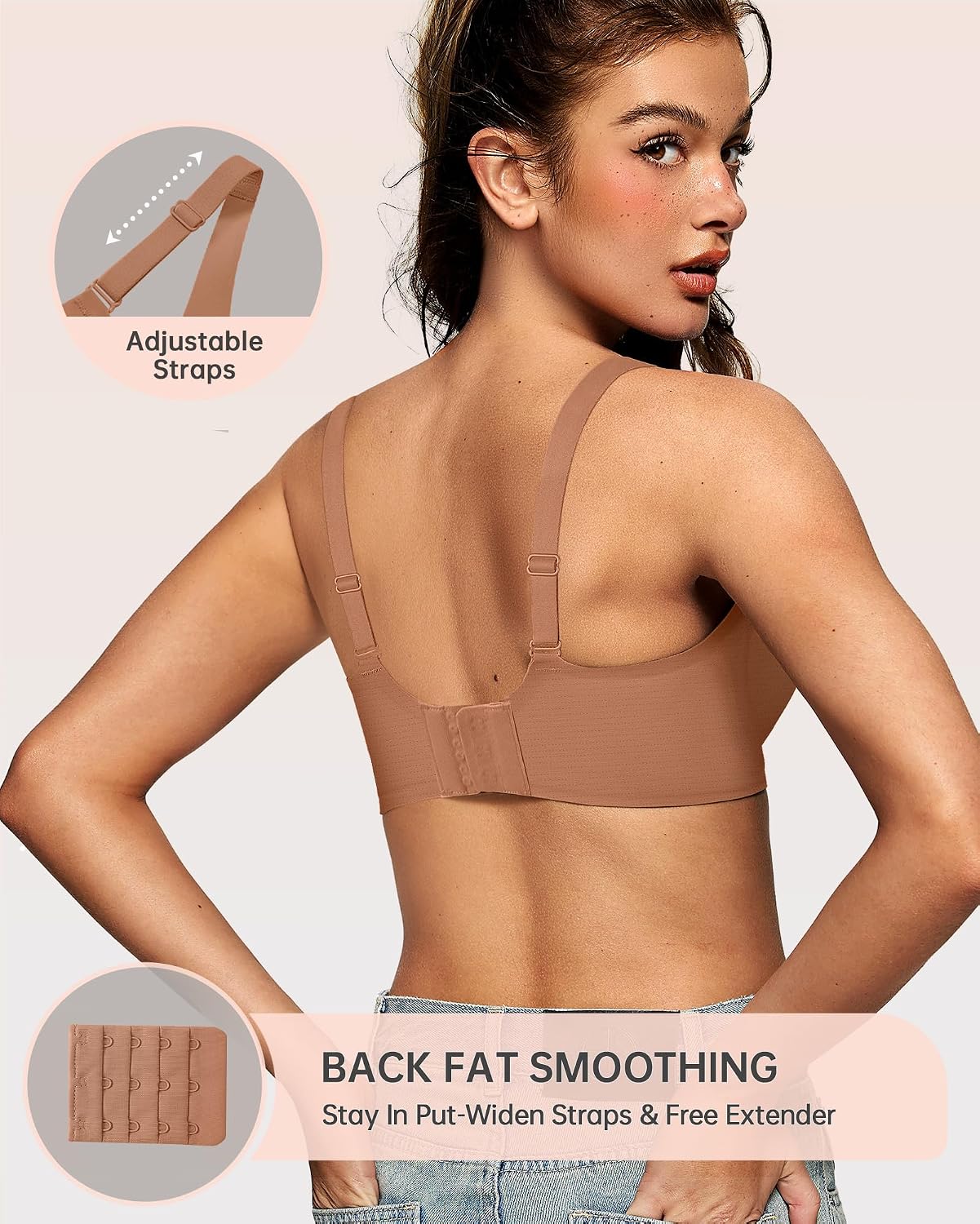 Detalle de OEAK Deep V Wireless Bra for Women — Comfortable, Seamless, Padded, No-Wire