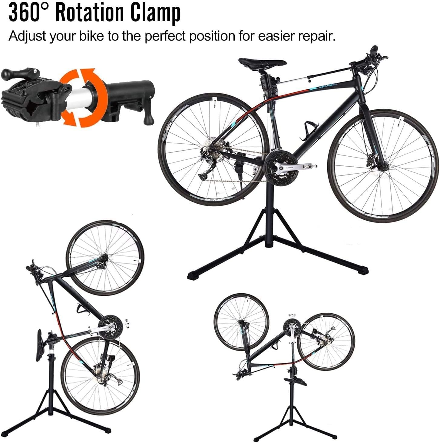 Detalle 2 de Sportneer faltbarer Fahrrad-Montageständer aus Aluminium – 360° drehbare Klemme & höhenverstellbar, für MTB, Rennrad, E‑Bike