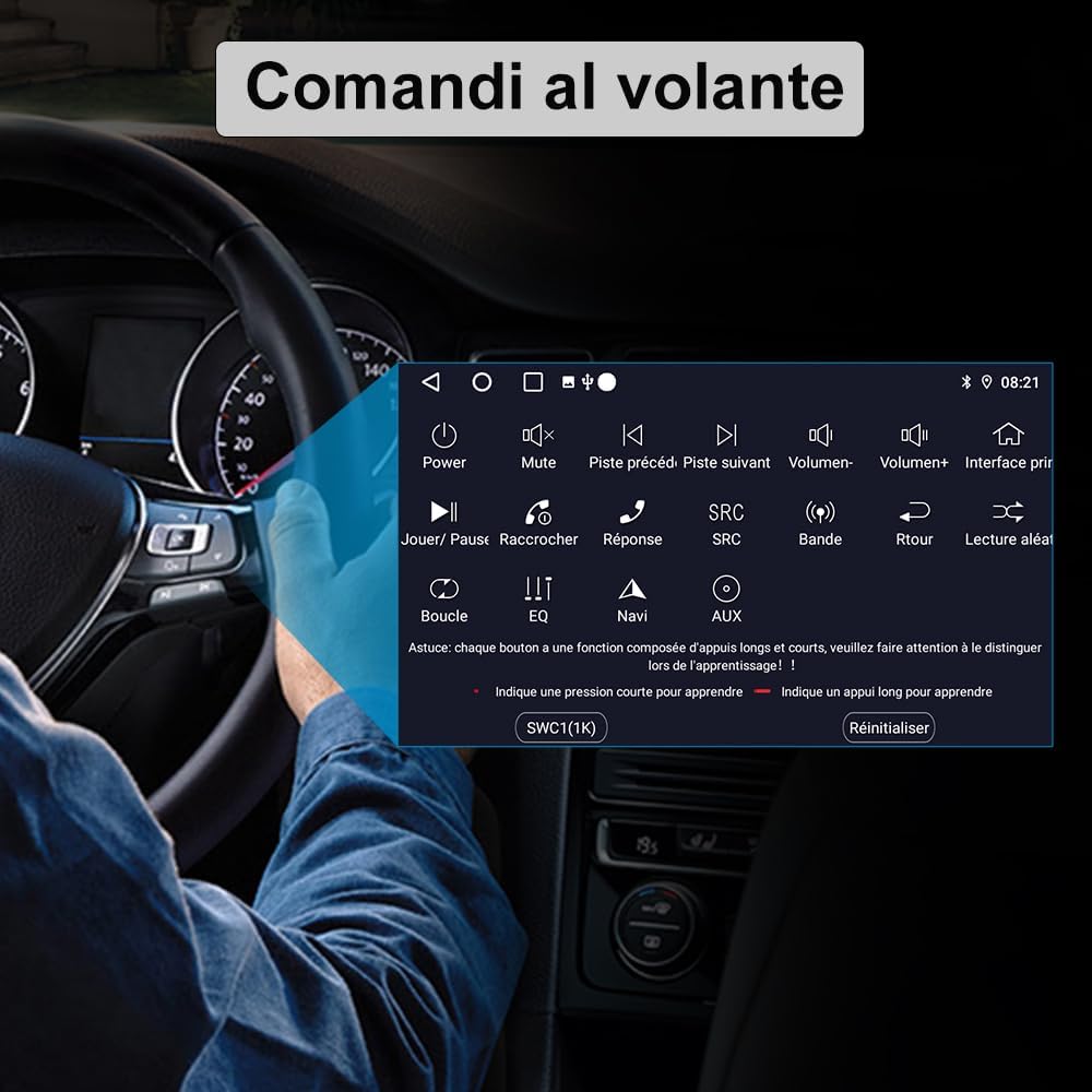Detalle 2 de Hexinex autoradio 2 DIN Android 7" 4G con CarPlay/Android Auto, 4+64GB e GPS per VW Golf 5/6, Polo, Passat e altri