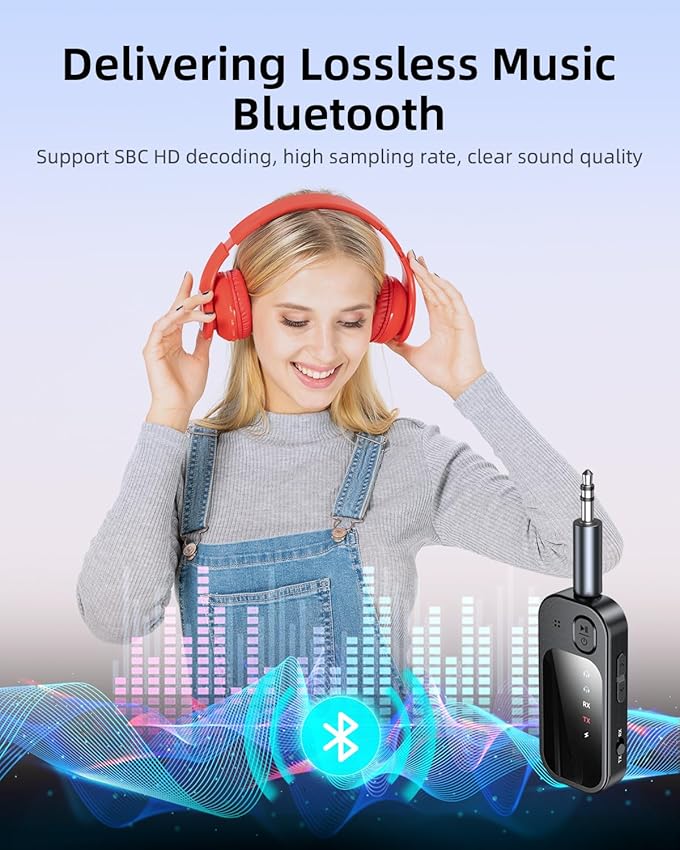Detalle 2 de Transmetteur Récepteur Bluetooth 5.4 — transmisor/receptor 2 en 1 para TV y audio