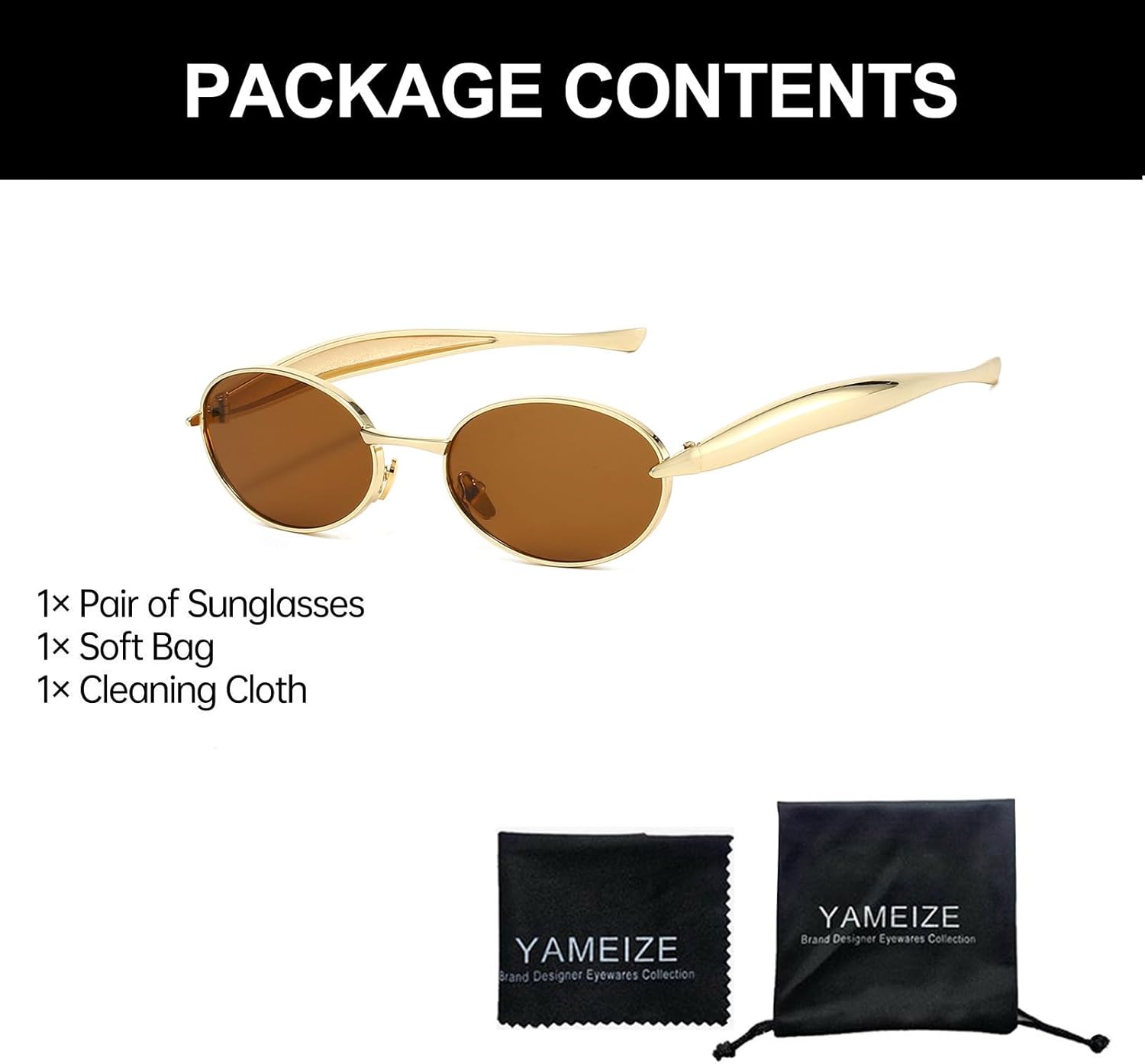 Detalle de YAMEIZE Ovale Metall Sonnenbrille – UV400 Schutz, klassischer Stil