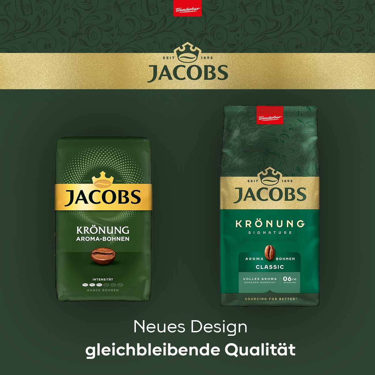 Detalle de Jacobs Krönung Classic Aroma-Bohnen – Ganze Kaffeebohnen, 500 g