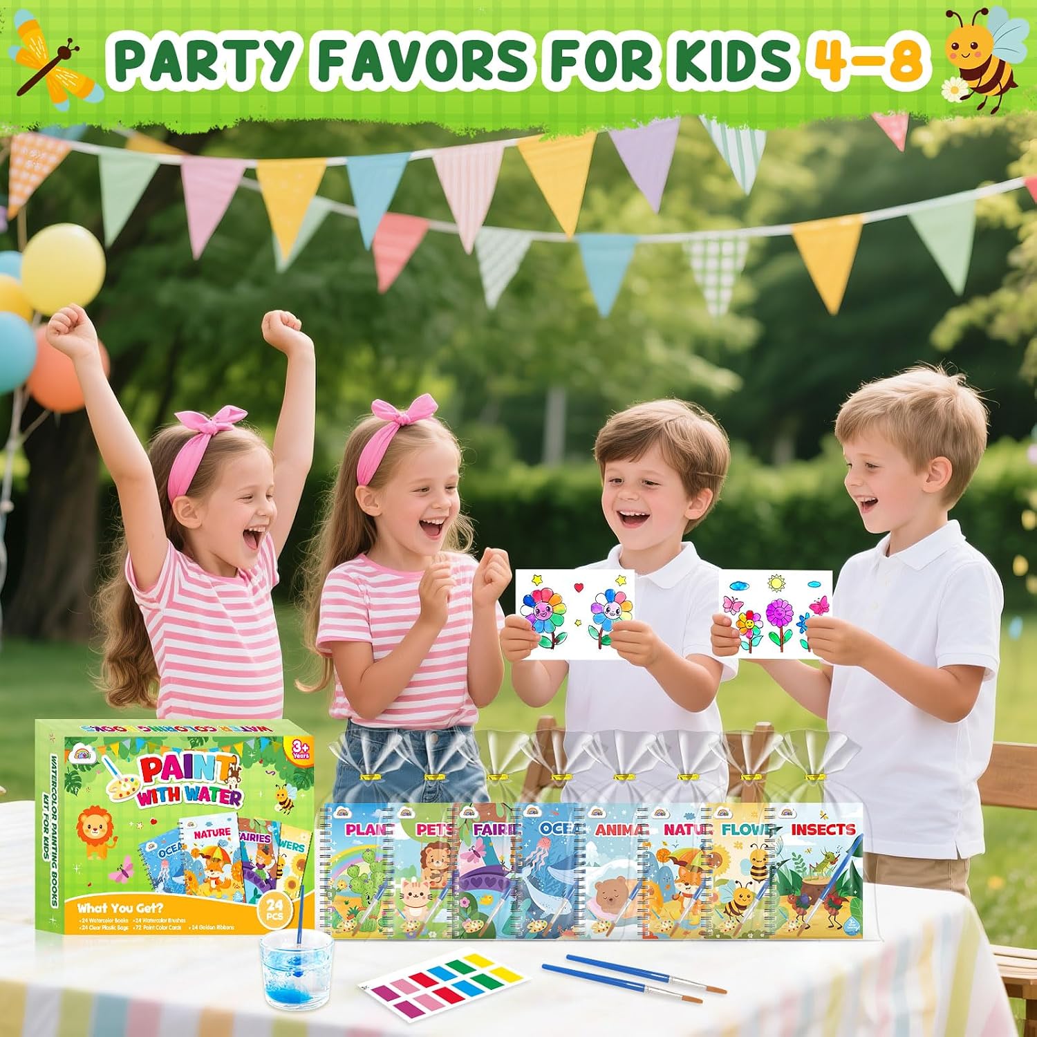 Detalle de ZMLM Libri da Colorare Gadget Compleanno per Bambini, 48 Mini Libri ad Acqua con 8 Temi – Regali Pronti da Consegnare