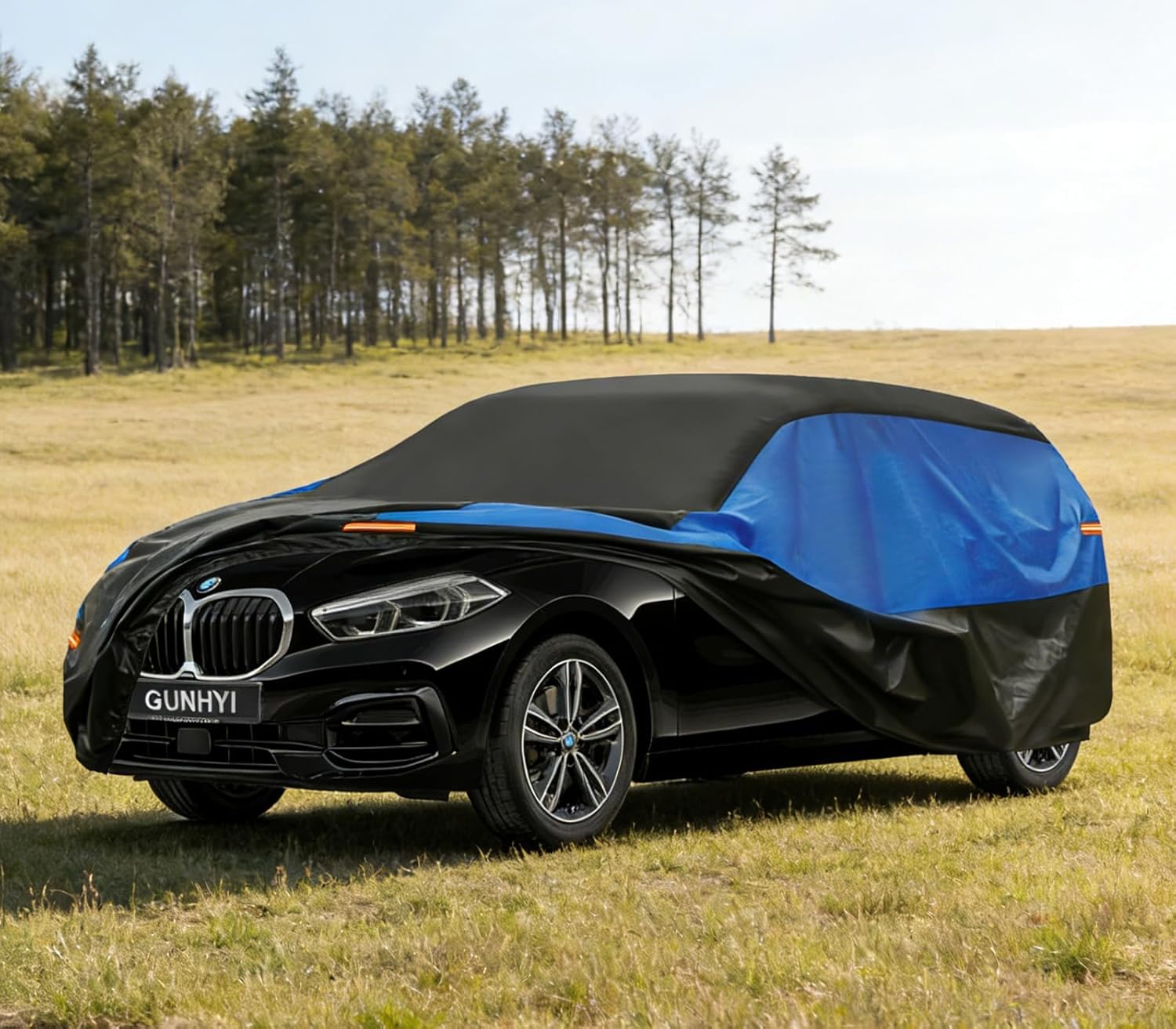 Thumbnail 4 de Copriauto Gunhyi Impermeabile e Traspirante per BMW Serie 1 (E87/E81/F20/F21/F40/118i/120i/130i) – Nero/Blu