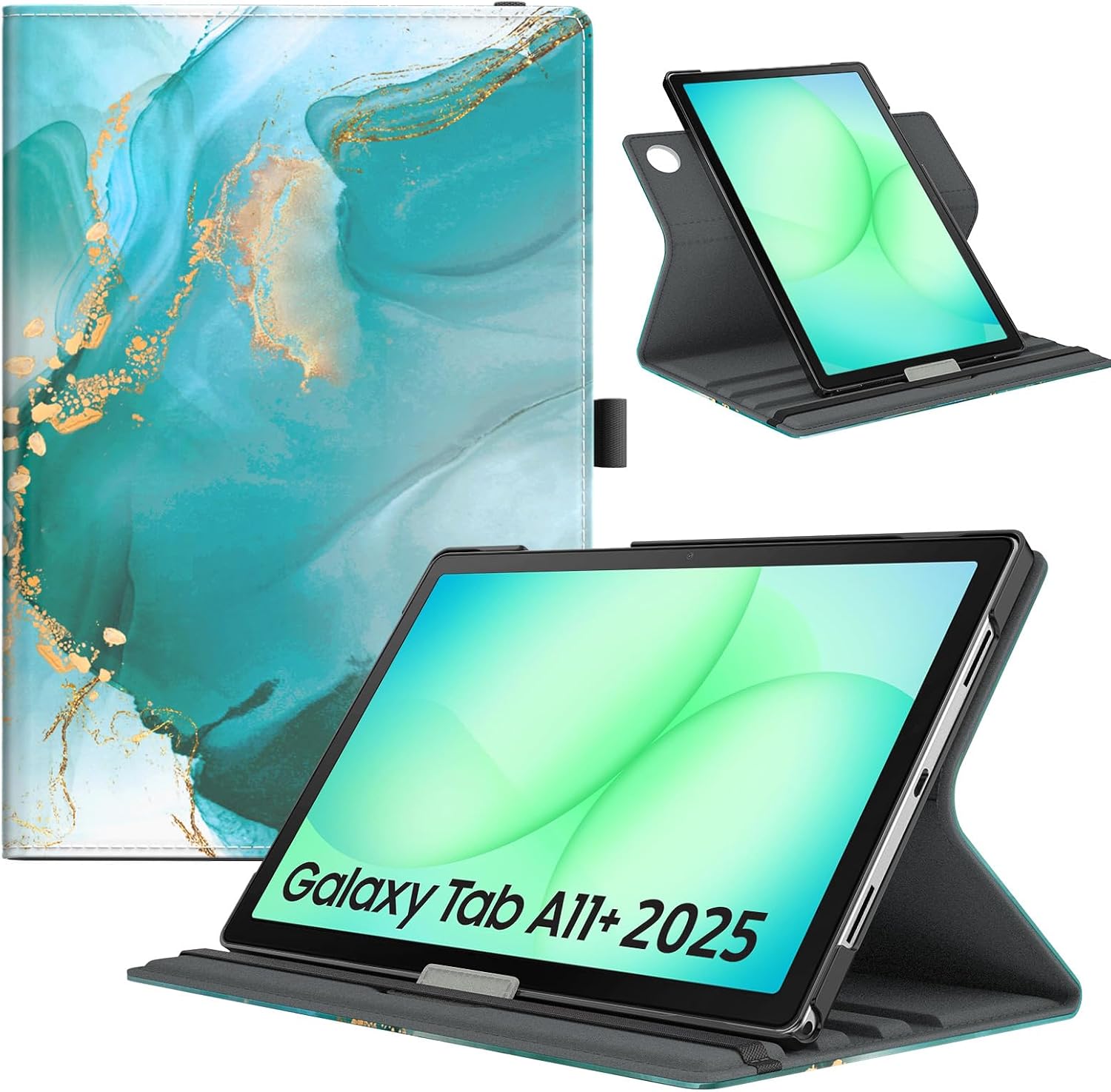 Detalle de TiMOVO Drehbare Hülle für Samsung Galaxy Tab A11+/A11 Plus 11 Zoll (2025) – 90° Stand, Auto Sleep/Wake, Pfauenblau
