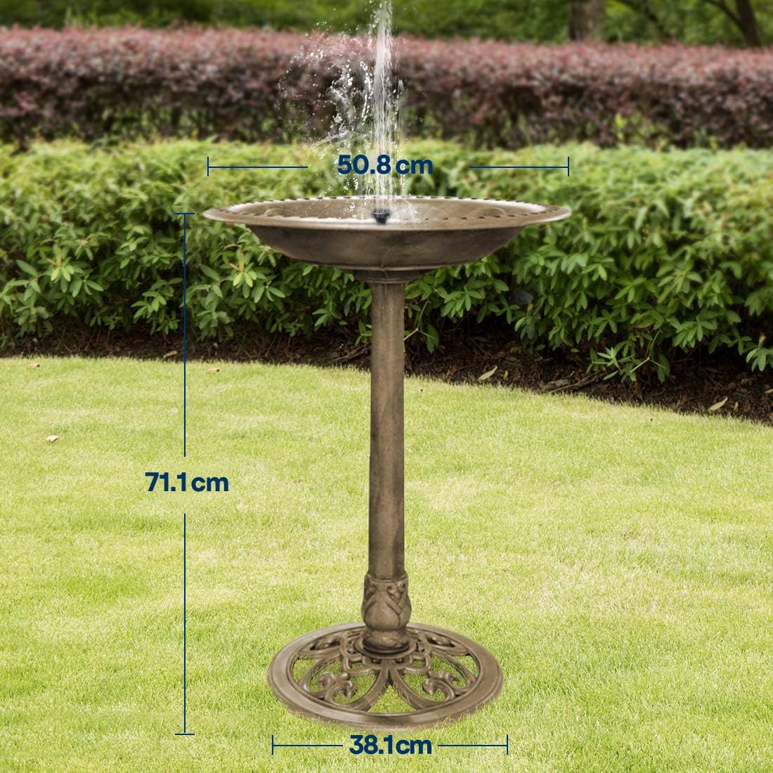 Detalle de VIVOHOME Plastic Resin Bird Bath with Solar Fountain: Lightweight Polyresin Garden Feature