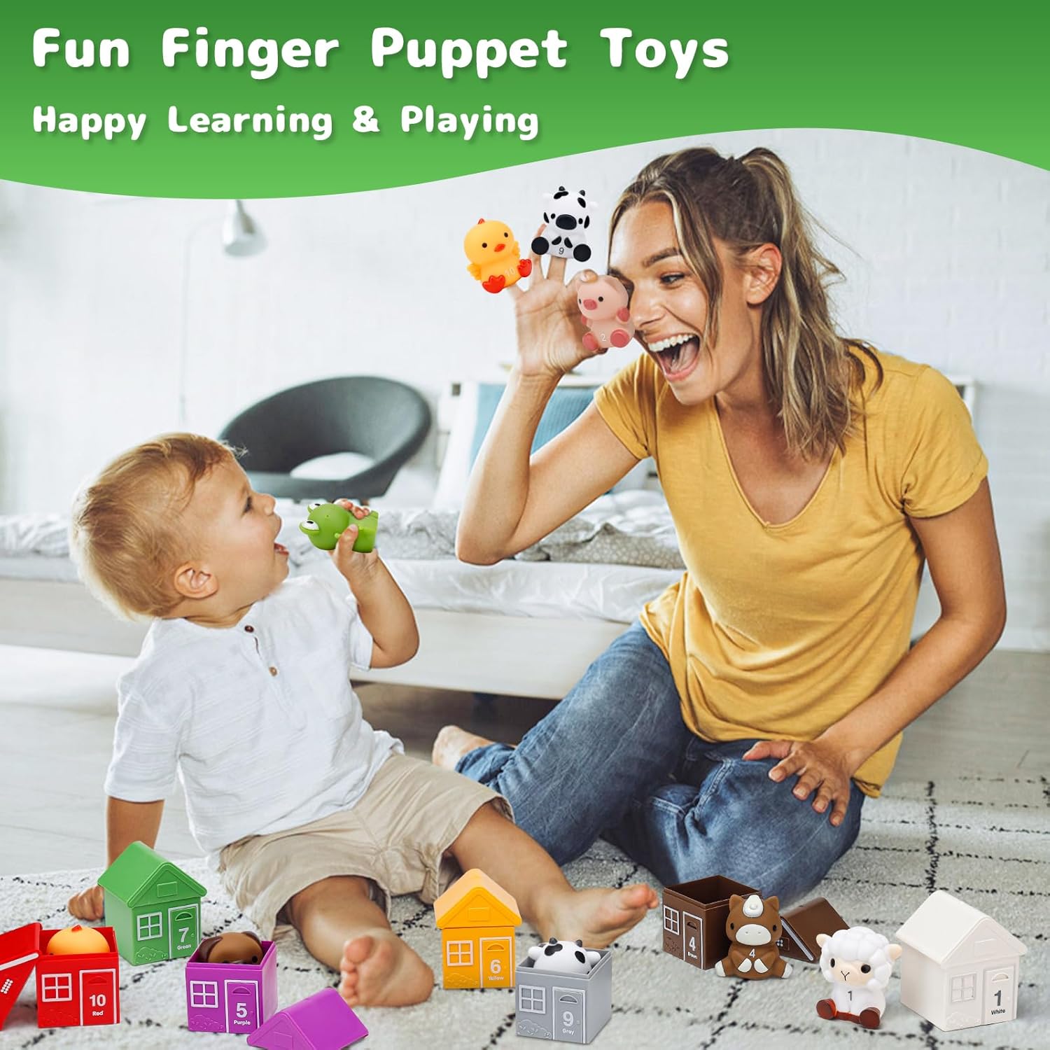 Detalle de HappyGoLucky toddler farm animal toys for ages 1–4